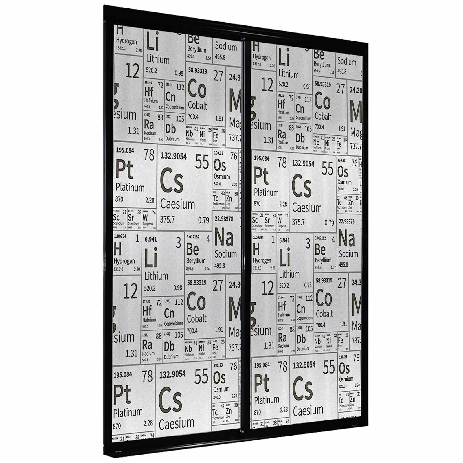 Army Green Stained Glass Privacy Window Film - Static Cling Frosted Film for Home & Office - Periodic Table Design for Bathroom, Bedroom, and Office Windows