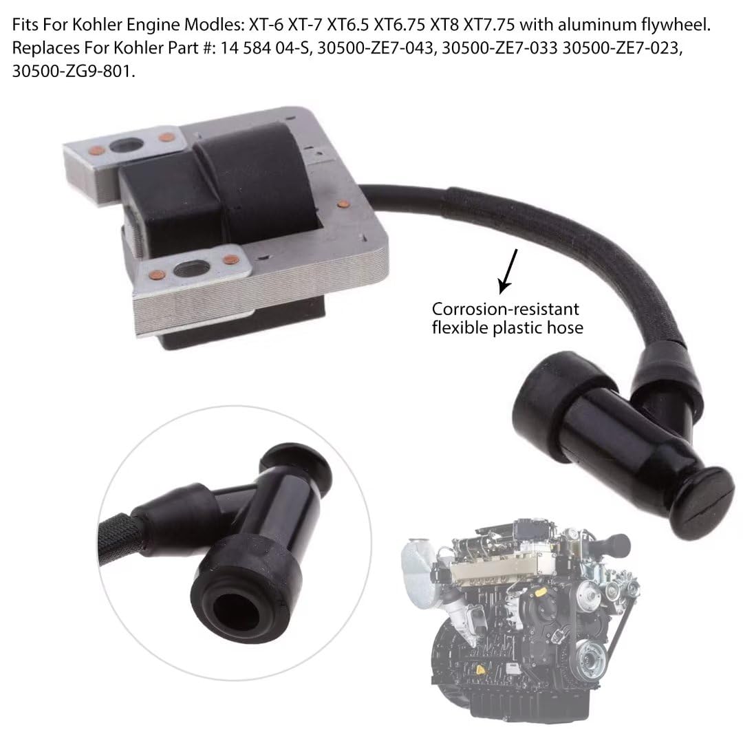 Kohler XT149 XT173 XT650 XT675 XT775 XT800 Ignition Coil Replacement - Compatible with John Deere & Lawn Boy Mowers - Part #14 584 05S, Stens 055-036 - Perfect for Small Engine Repair & Lawn Mower Maintenance
