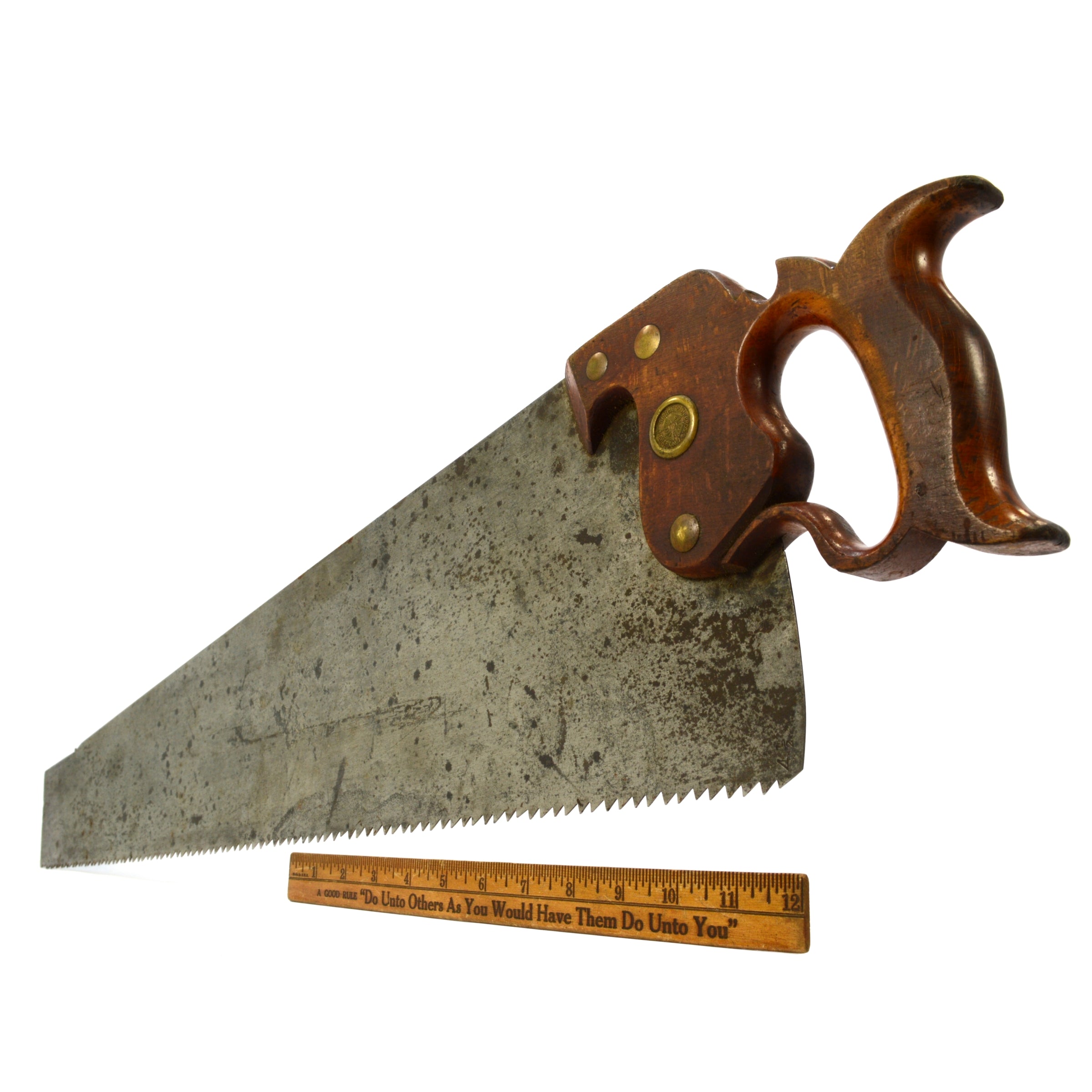 Antique Richardson Brothers No. 7 Rip Saw - 4 1/2 PPI Straight Back Hand Saw - 19th Century Vintage Tool for Woodworking & Carpentry Projects