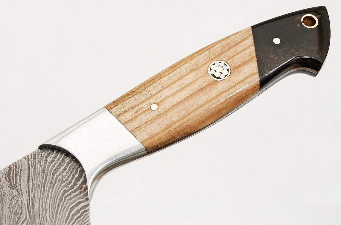 Premium Damascus Steel Chef Knife Set - 9-Piece Handcrafted Kitchen Knives with Leather Sheath | Professional Cooking, Meat Cutting & Gourmet Food Preparation