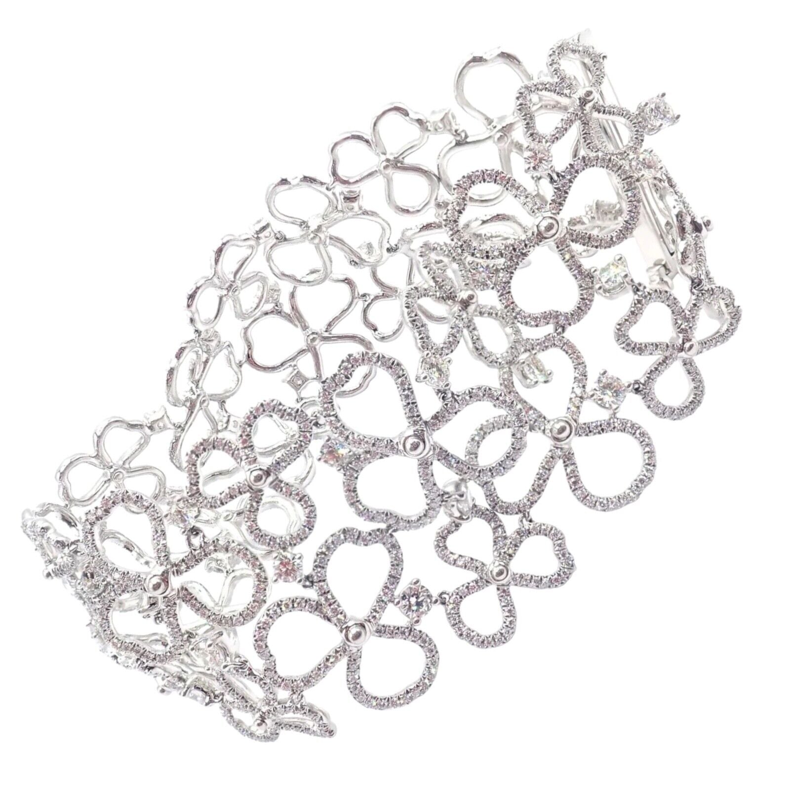 Authentic Tiffany & Co Paper Flowers Platinum Diamond Wide Bracelet - Elegant Jewelry for Weddings, Anniversaries & Special Occasions