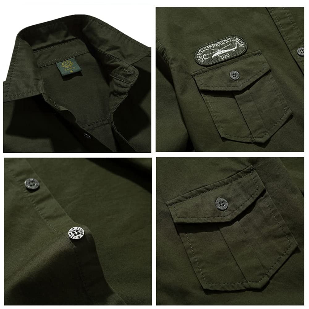 Men's Cotton Cargo Bomber Jacket Shirt - Military Tactical Style for Outdoor Adventure & Casual Wear