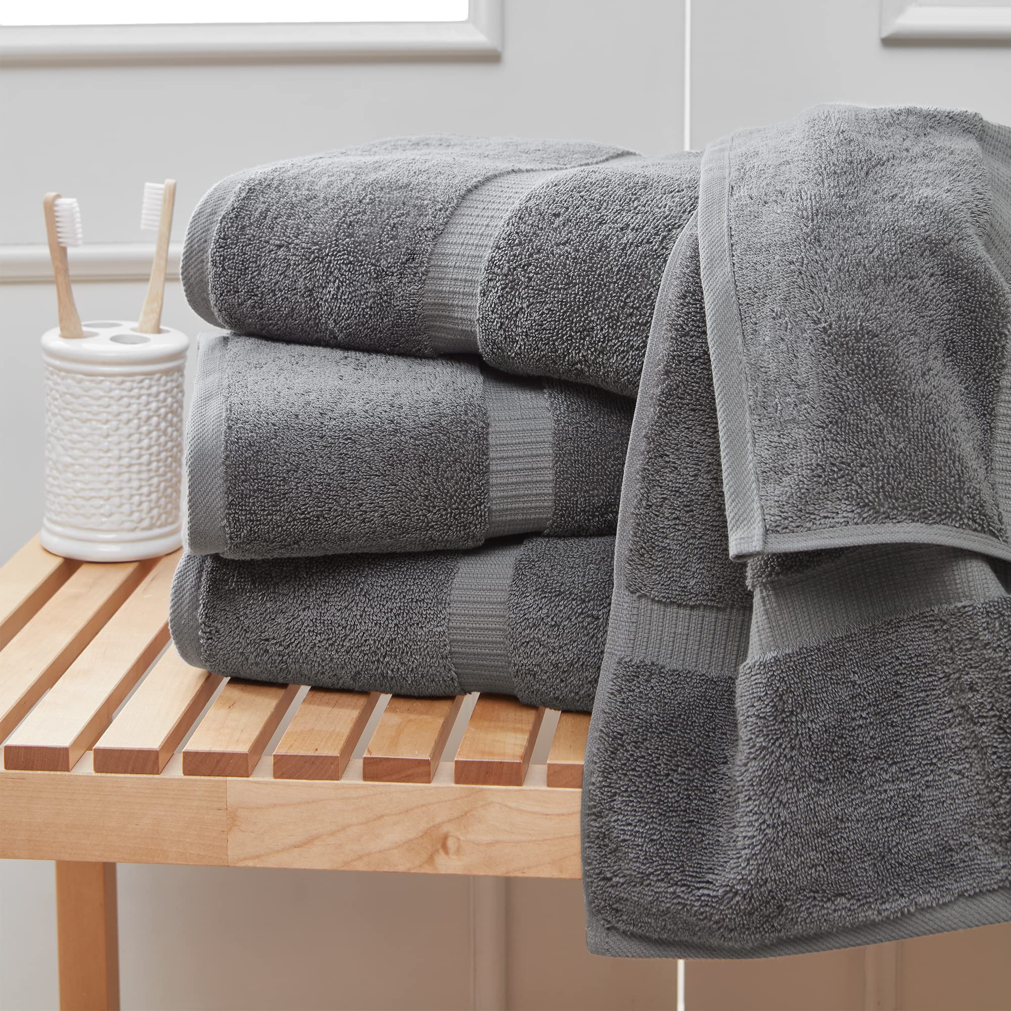 Premium Turkish Cotton Bath Towels - Super Soft & Highly Absorbent (4-Piece Set, Gray) for Spa, Bathroom & Luxury Home Use