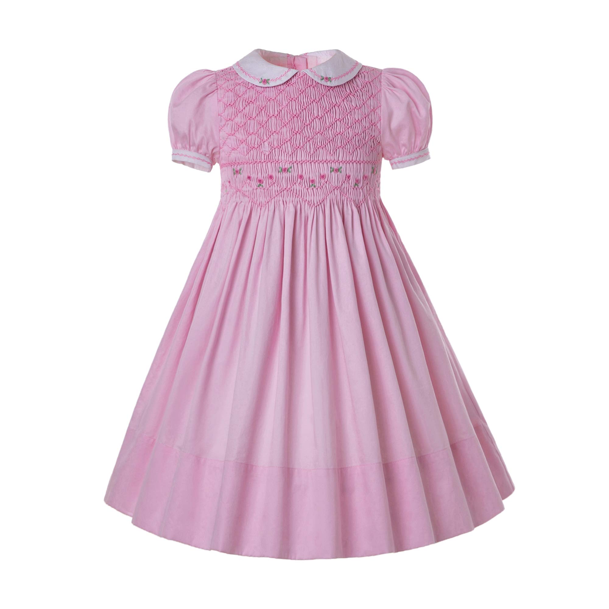 Pettigirl Girls Smocked Hand Embroidered Cotton Summer Dresses - Floral Boho Sundress for Toddler & Kids Outdoor Play, Birthday Party, Photo Shoot
