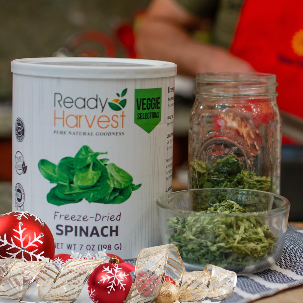 Freeze-Dried Spinach Canned Vegetables - 6 Pack (7oz Each) | 25-Year Shelf Life | Emergency Food Supply, Survival Food, Camping Essentials | Perfect for Preppers, Outdoor Adventures & Long-Term Storage