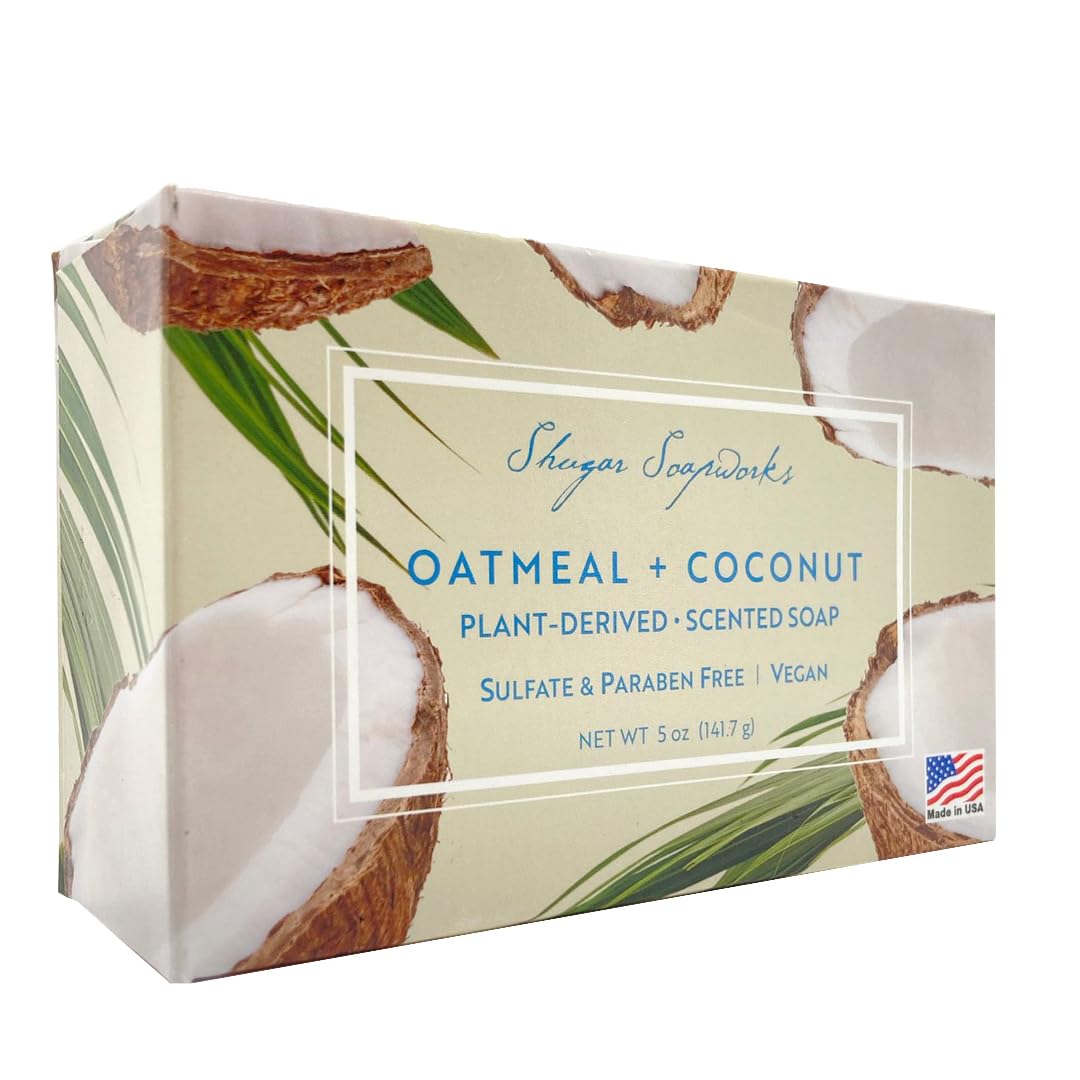 Organic Oatmeal & Coconut Vegan Bar Soap 2-Pack - Gentle Moisturizing for Sensitive Skin, Eco-Friendly Bath & Shower