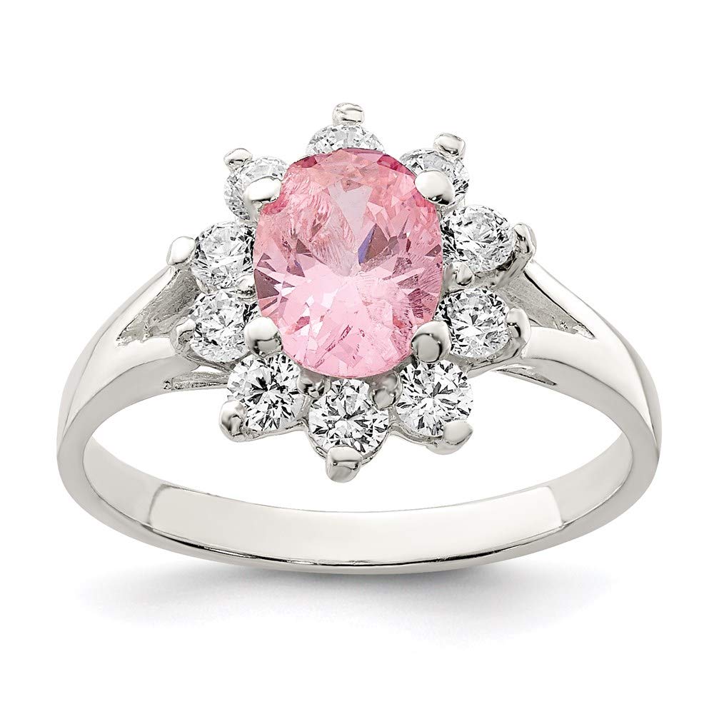 925 Sterling Silver Pink Oval Cubic Zirconia Cluster Ring for Women - Elegant Fine Jewelry Gift for Her, Perfect for Anniversaries, Birthdays & Special Occasions