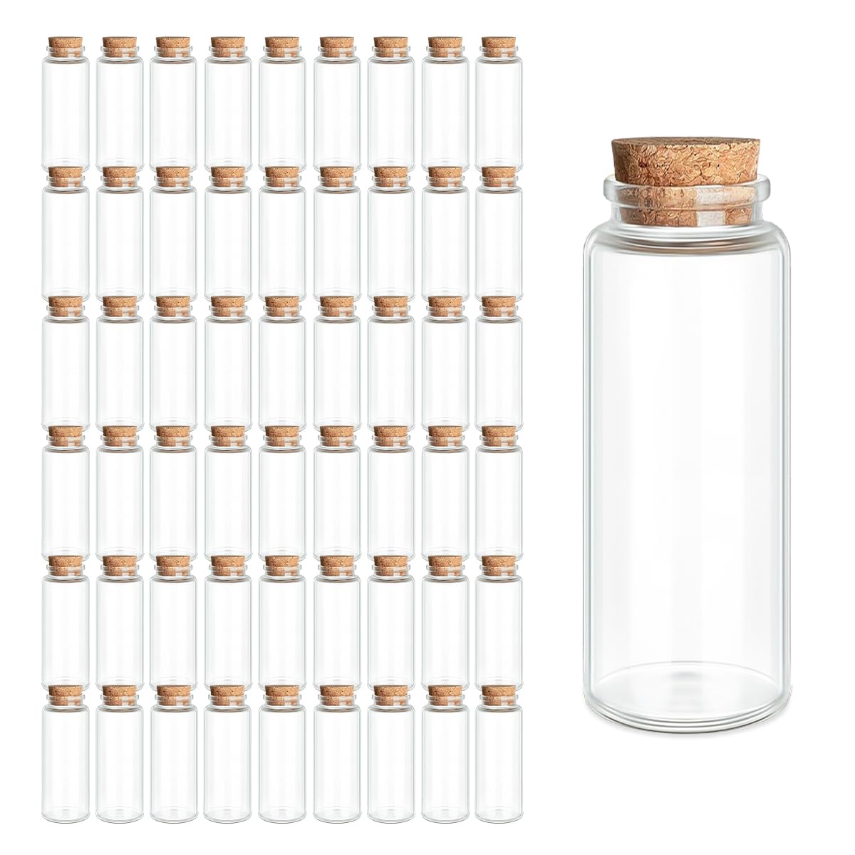 55pcs 40ml (1.18 oz) Glass Essential Oil Bottles with Cork Stoppers - 1.18x3.15 Inch Small Glass Containers for Aromatherapy, DIY Perfume & Liquid Storage