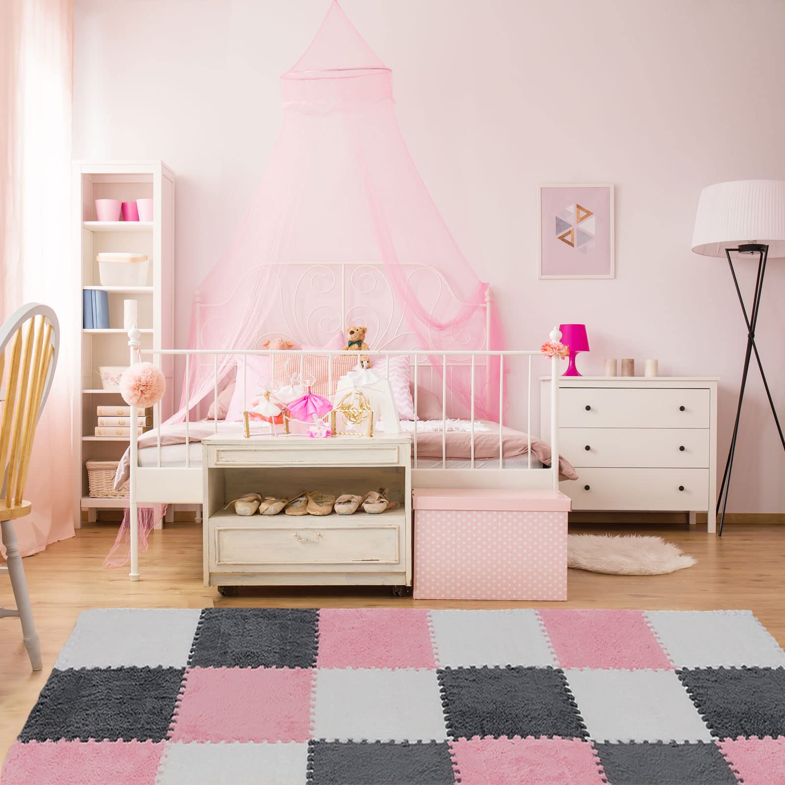 18-Piece Plush Foam Play Mat - Soft Interlocking Floor Tiles for Kids Playroom & Nursery Decor