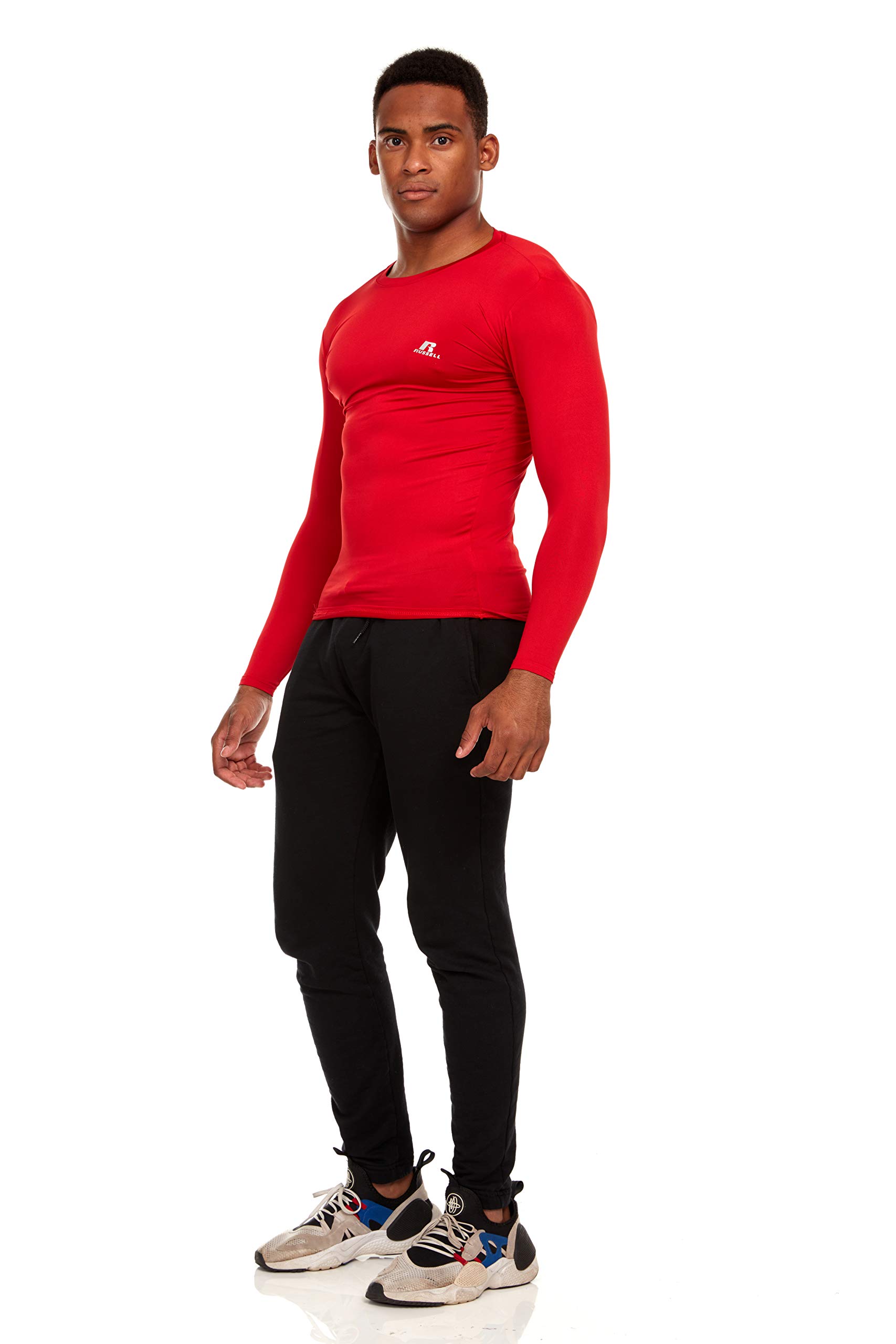Russell Athletic Men's Long-Sleeve Compression Top - Lightweight Moisture-Wicking Workout Shirt for Running, Gym & Training - Performance Baselayer for Cold Weather & Active Sports