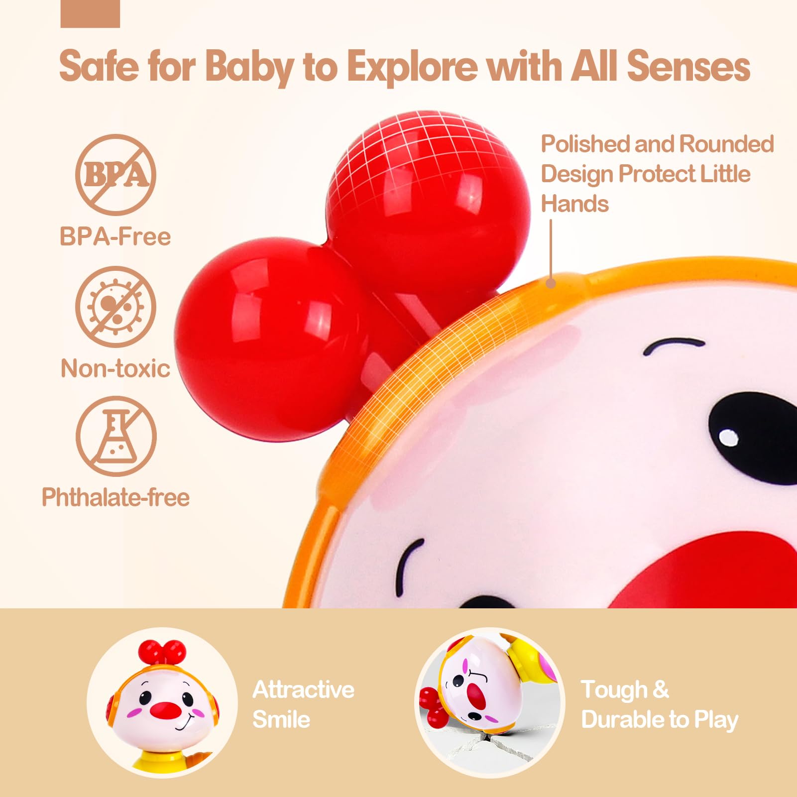 CubicFun Musical Light-Up Crawling Baby Toy - Interactive Press & Go Infant Toy for 6-12 Months Boys & Girls - Perfect for Tummy Time, First Birthday Gifts & Easter Presents