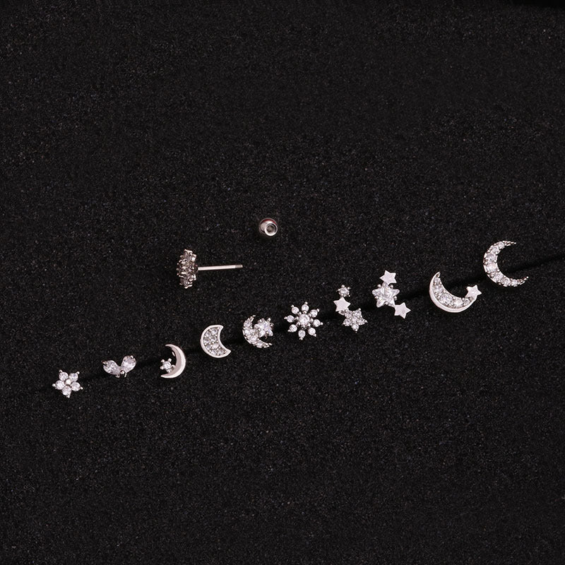 20G Cartilage Tiny Moon Star Tragus Stud Earrings - Hypoallergenic Surgical Steel Body Jewelry for Women | Perfect for Daily Wear, Parties & Special Occasions