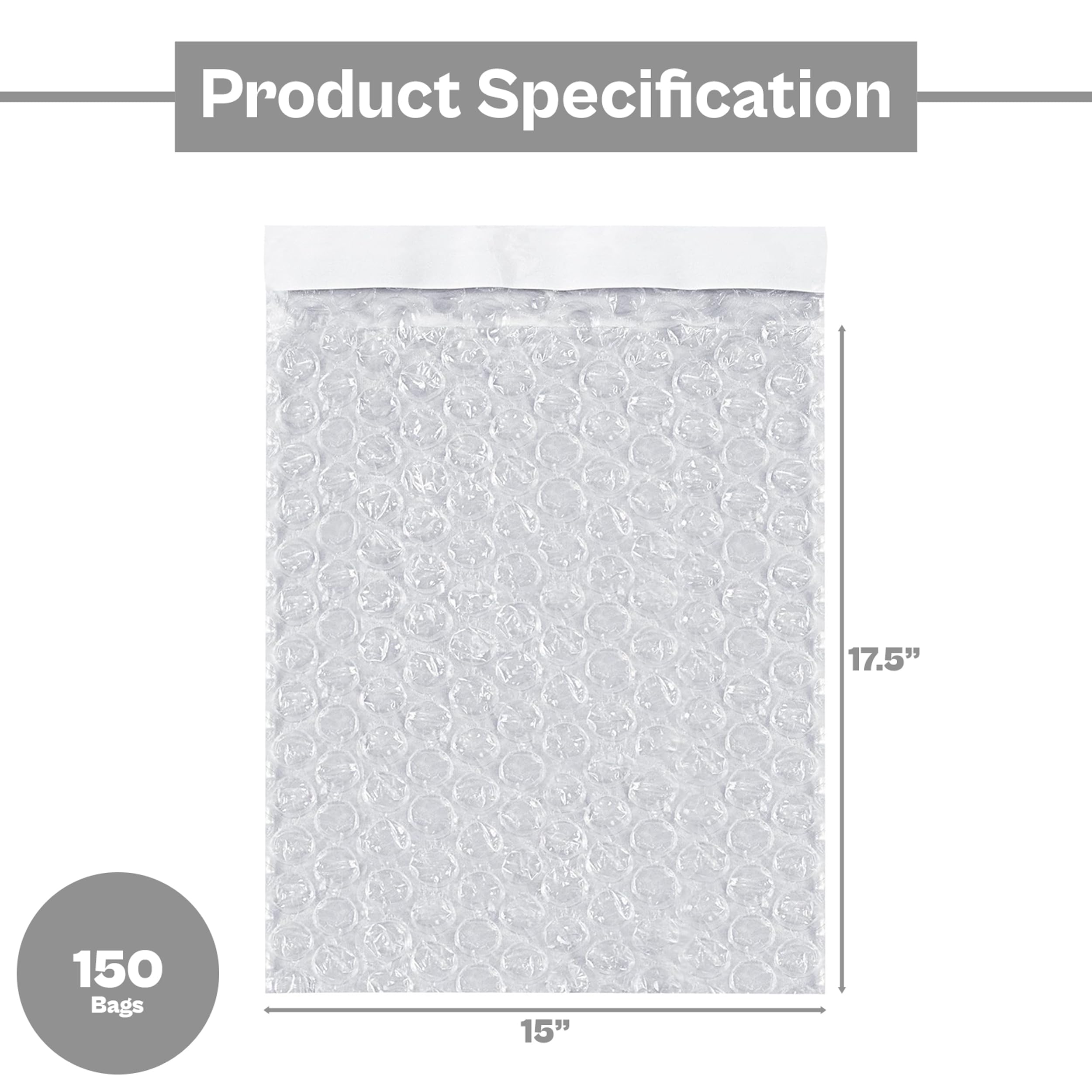 MMBM 15x17.5 Inch Clear Bubble Pouches - 150 Pack Self-Seal Air Cushion Bags for Moving & Shipping | Protective Packaging for Fragile Items, Glassware, Electronics | No Tape Needed Bubble Wrap Alternative
