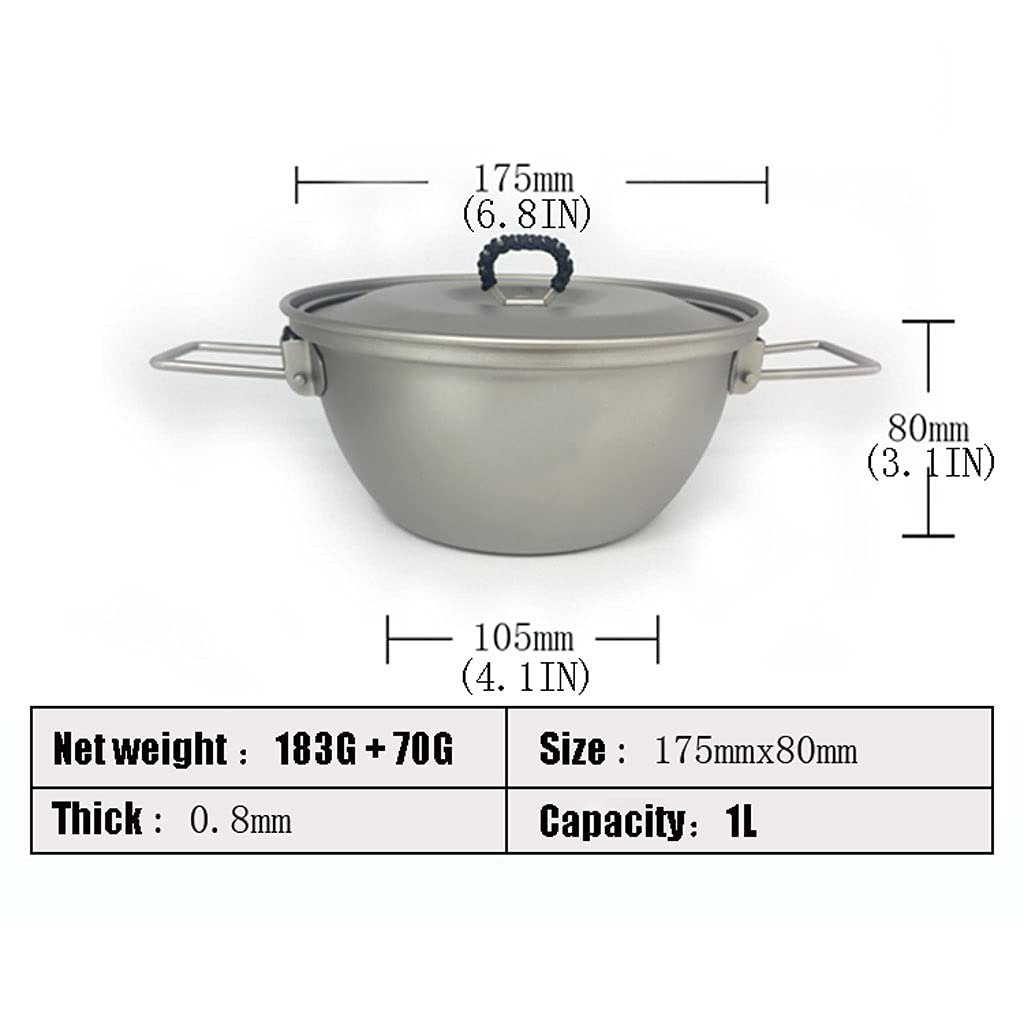 Premium Titanium Camping Cookware Set - 1L Lightweight Portable Pot for Outdoor Camping, Hiking, Backpacking & Picnics - Durable Cooker for Campfire, Family Trips & Adventure Travel - Ideal for Backpackers & Survival Gear