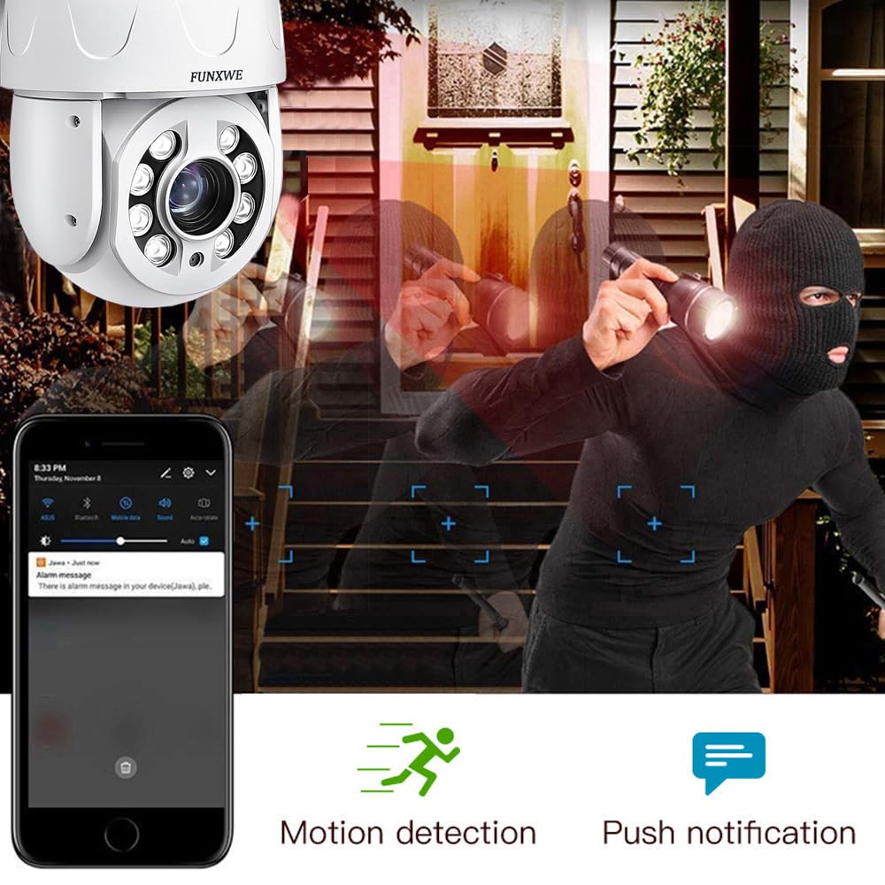5MP 30X Optical Zoom WiFi Security PTZ Camera - Wireless/Wired CCTV Surveillance System with ONVIF, Two-Way Audio, Motion Detection & Auto Tracking, 330ft Color Night Vision - Ideal for Home Security, Business Monitoring & Outdoor Surveillance