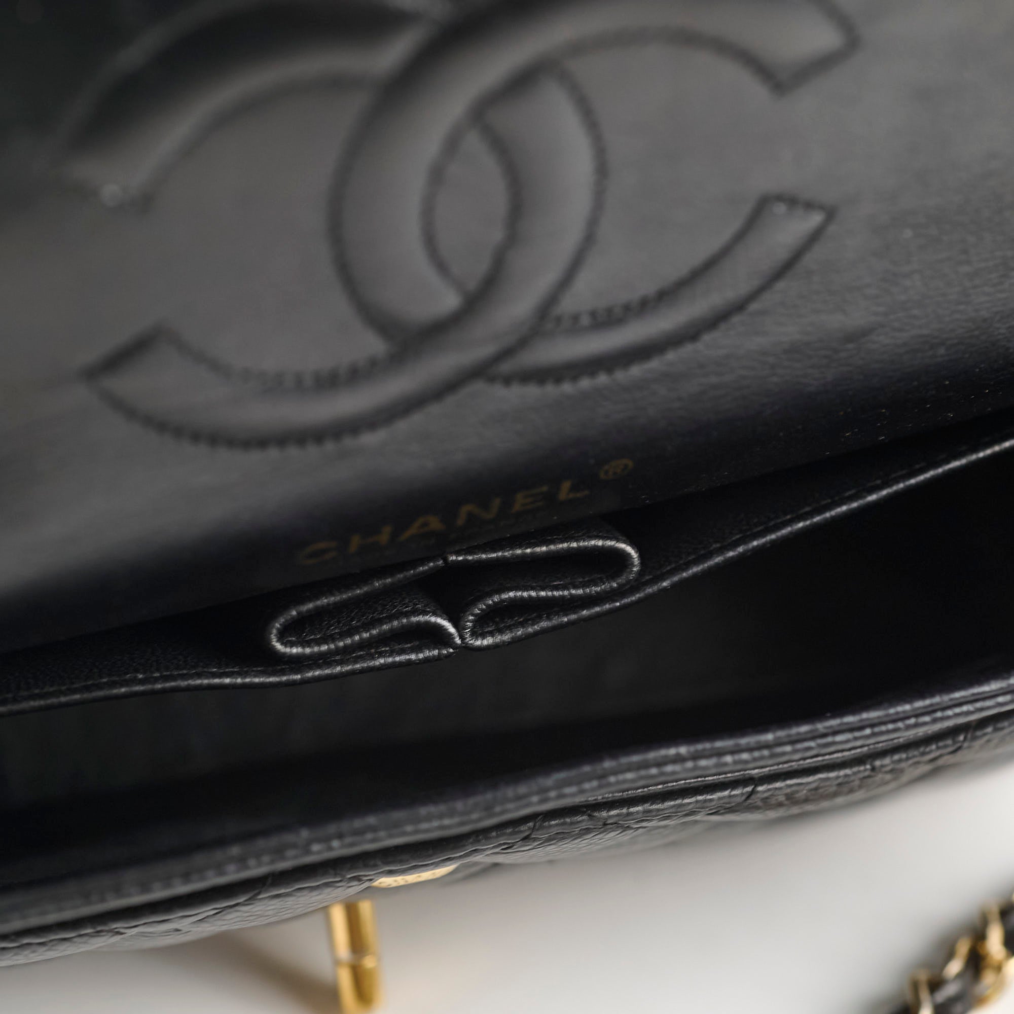 Chanel Classic Double Flap Bag Medium/Large Size in Black Caviar Leather with Gold Hardware - Perfect for Luxury Fashion, Evening Events & Gift Giving