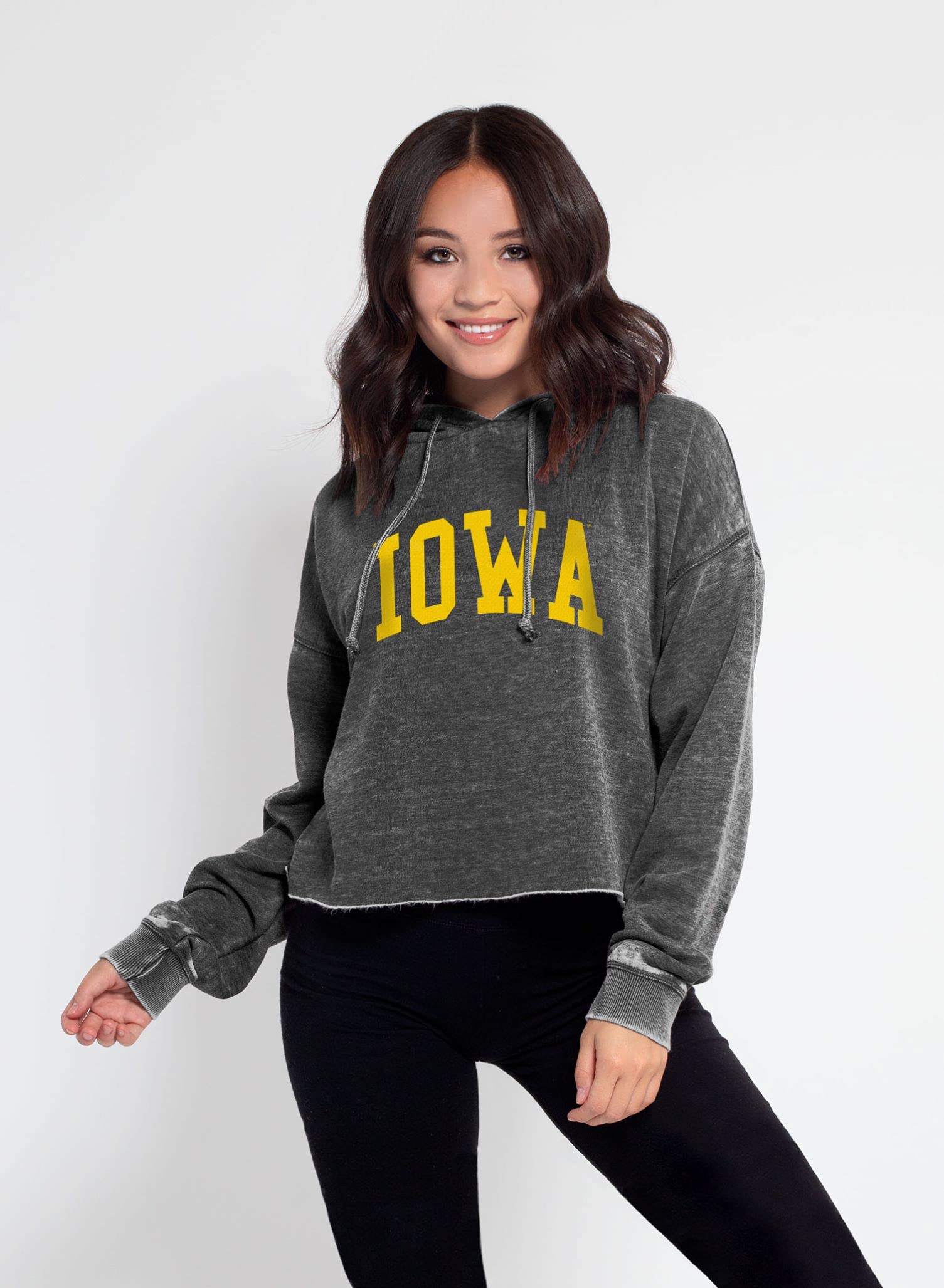 Chicka-D Women's Burnout Cropped Hoodie - Soft Oversized Pullover Sweatshirt for Casual Wear & Street Style Fashion