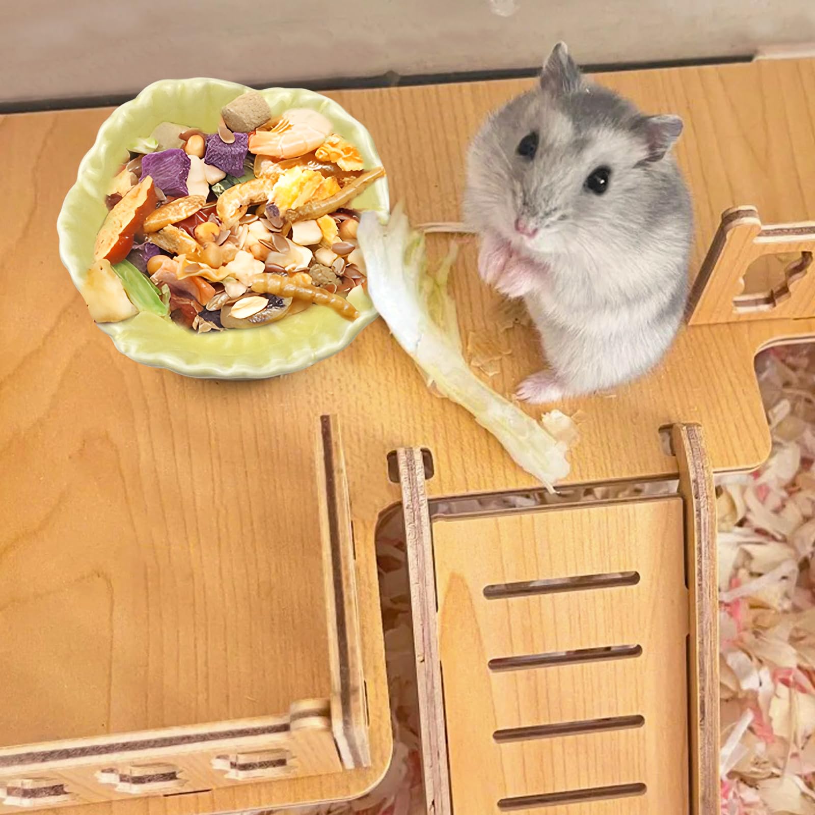 Small Ceramic Pet Hamster Bowl - Anti-Tip Food & Water Dish for Dwarf Hamsters, Parrots, Gerbils | Easy to Clean, Durable Pink Feeding Bowl | Perfect for Cage, Travel & Playtime Use