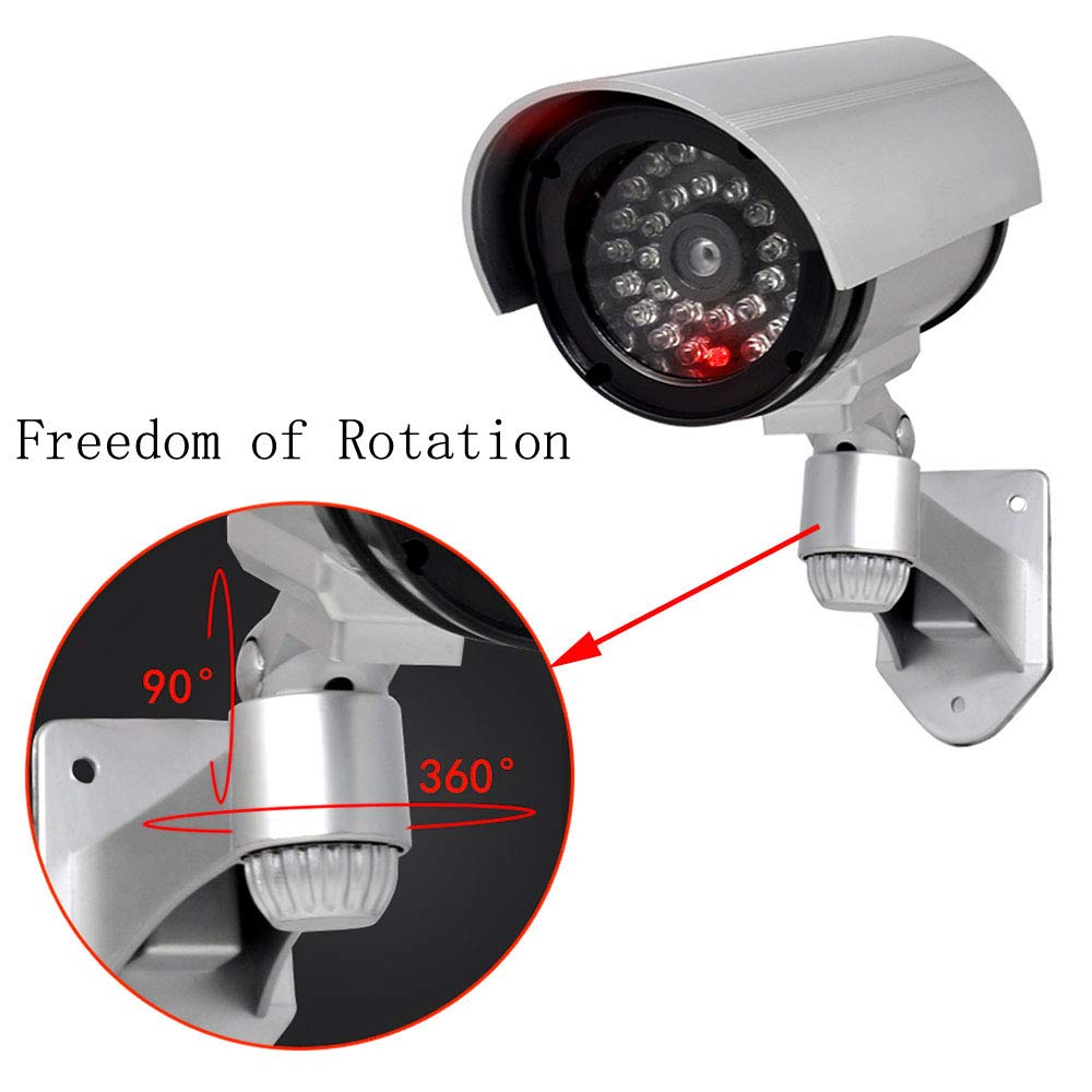Silver Fake Dummy Security CCTV Camera with Waterproof IR LED - Outdoor/Indoor Surveillance for Home, Office & Business Protection