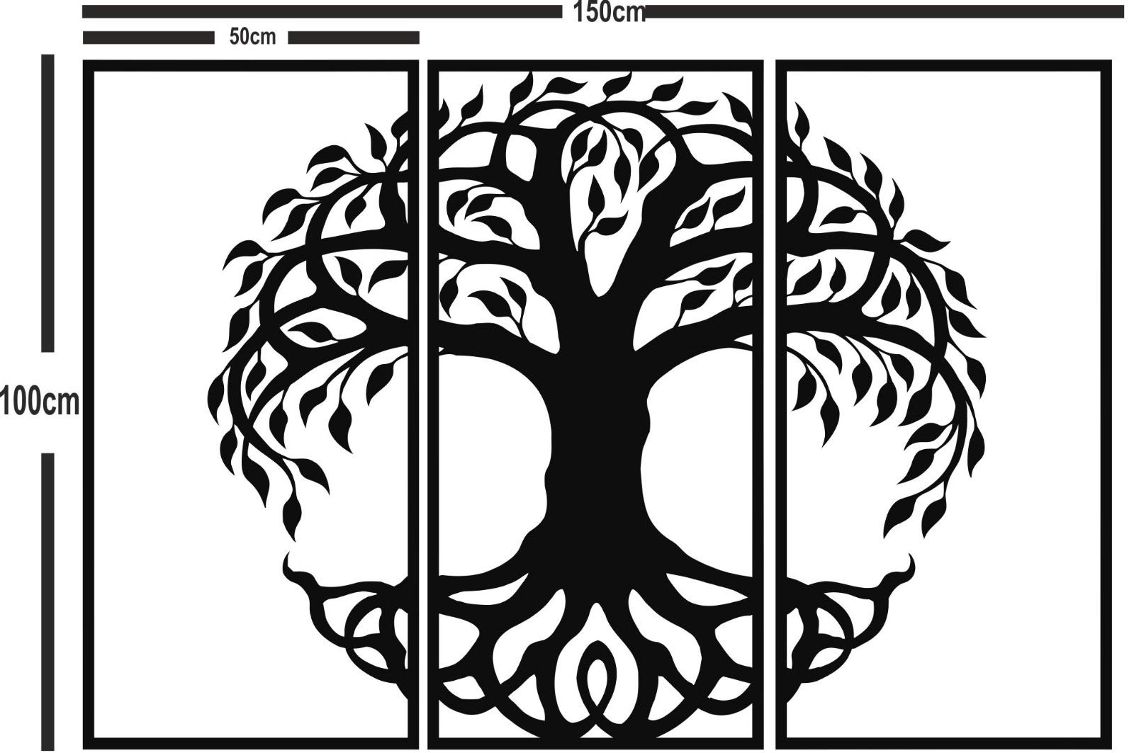 DEKADRON Metal Wall Art - Tree of Life 3 Panel Set, Modern Metal Tree Wall Decor for Living Room, Bedroom & Office, 59