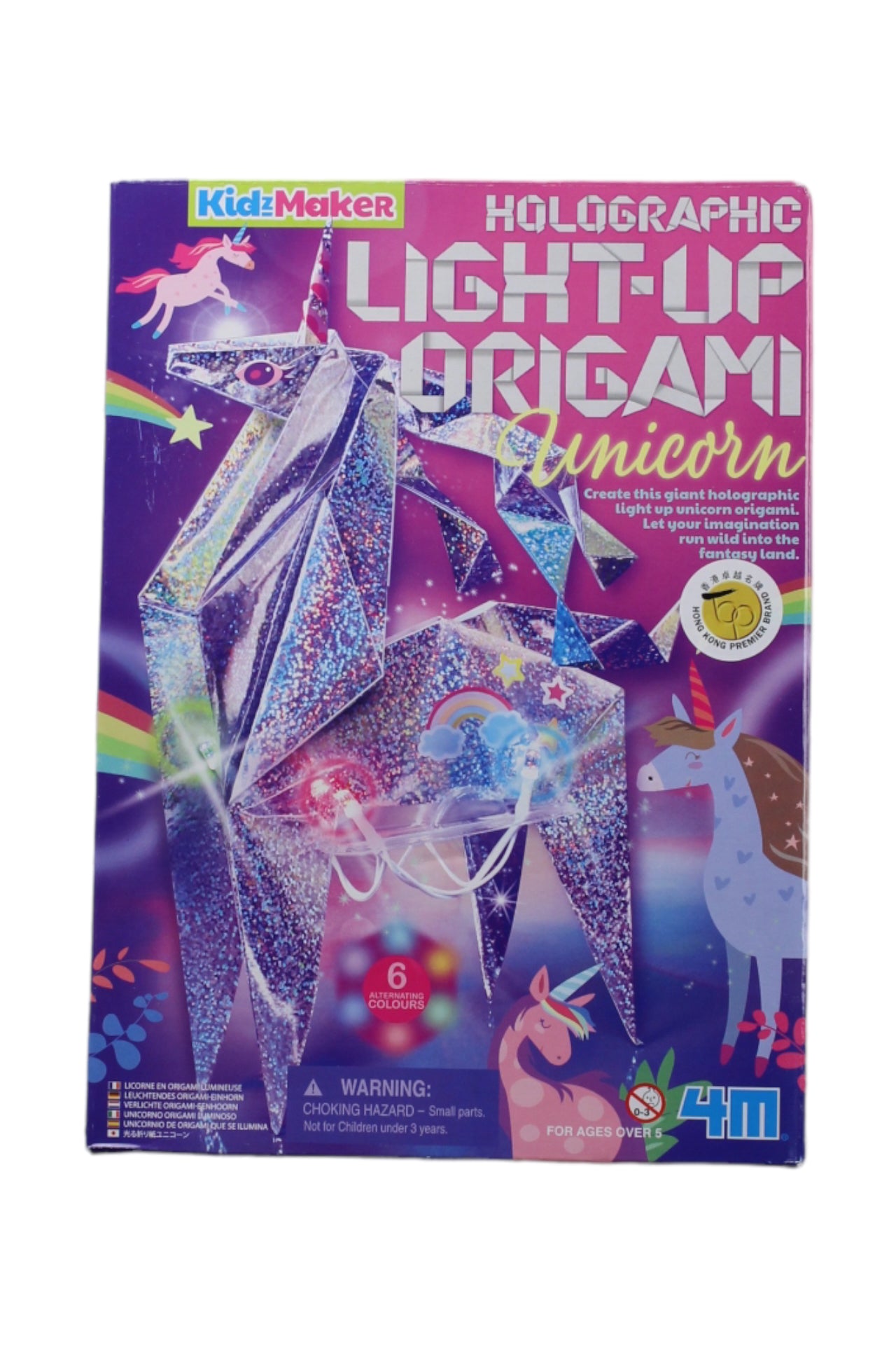 4M Holographic Light Up Origami Unicorn Kit - DIY Glowing Paper Craft for Kids & Adults - Perfect for Birthday Gifts, Party Favors & Creative Home Decor
