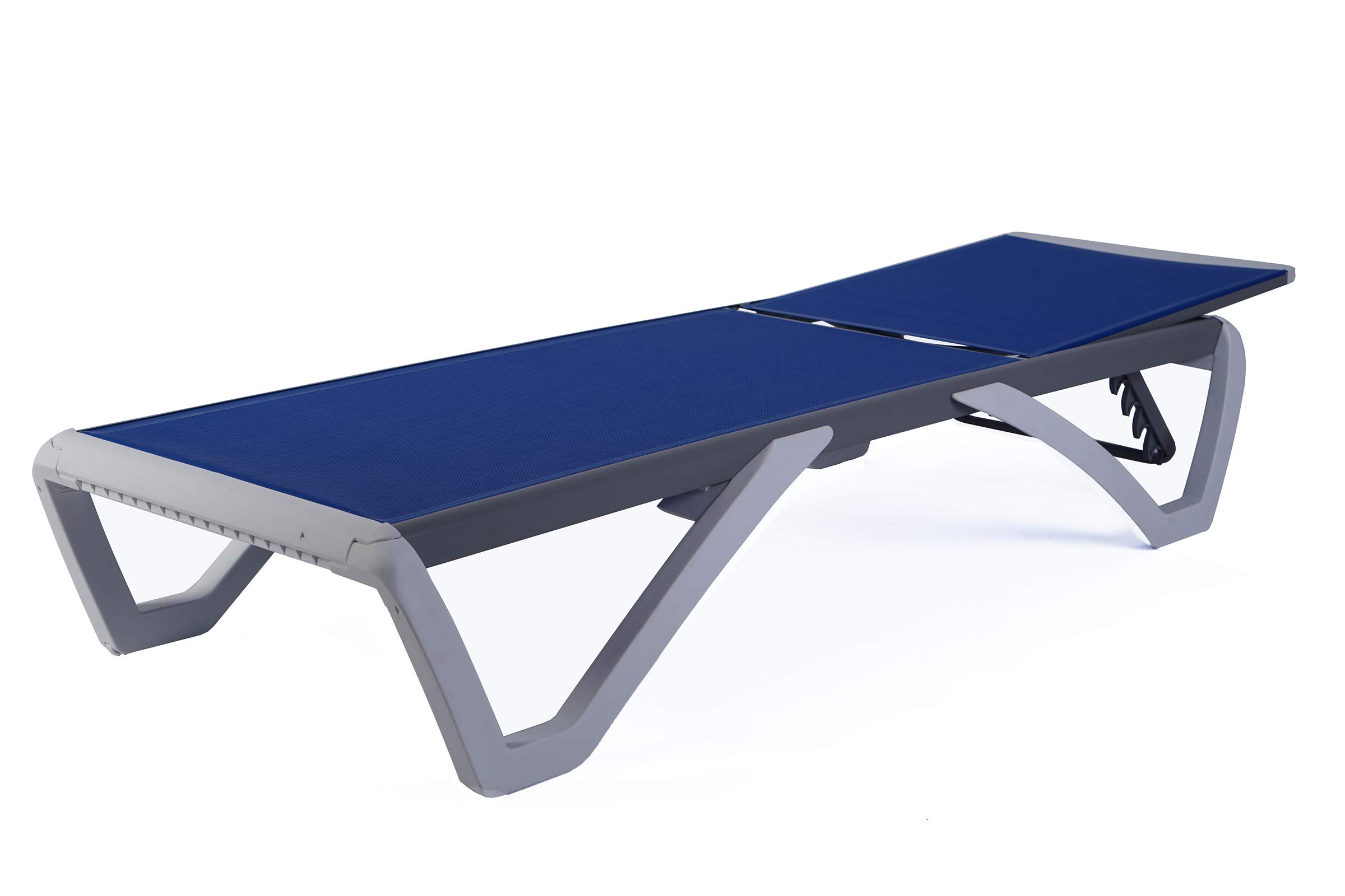 Kozyard Patio Chaise Lounge Chair - Adjustable Outdoor Recliner with Full Flat Aluminum & Resin Legs - Perfect for Sunbathing, Beach, Poolside, Backyard & Patio Furniture Set (Blue Textilene Fabric with Side Table) - Ideal for Relaxing by the Pool, Coastal Getaways and Outdoor Lounging