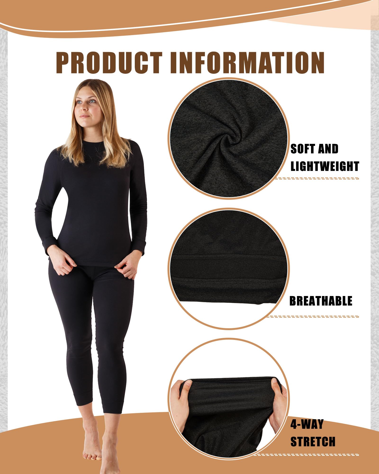 Jecery 8-Pack Women's Thermal Long Sleeve Shirts - Crew Neck Base Layer Top Set for Winter Warmth | Perfect for Layering, Outdoor Activities & Cold Weather Workouts