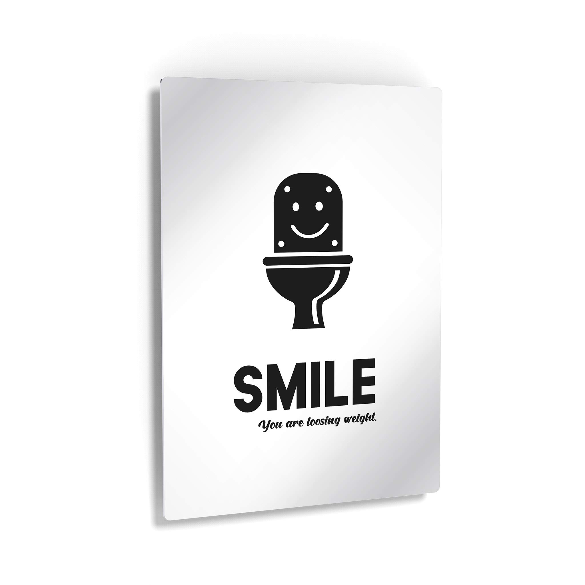 Funny Bathroom Wall Art - 'Smile You Are Losing Weight' Metal Print Toilet Quote Sign | Ready to Hang Bathroom Decor for Home & Office | Made in USA (40x30 Inches) | Perfect for Bathroom, Powder Room & Spa Humor
