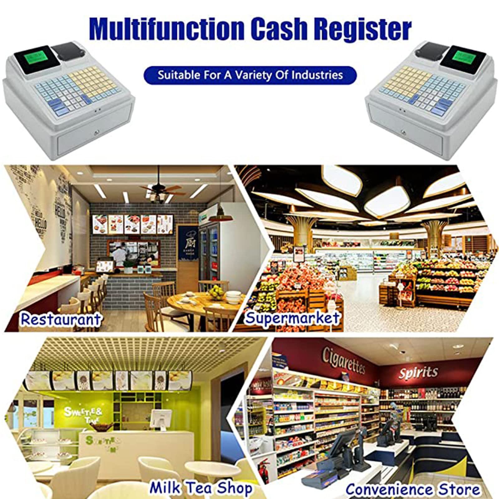 Electronic Cash Register with Receipt Printer & Cash Drawer - 81-Key POS System with Member Management for Retail Stores, Supermarkets & Convenience Shops - Perfect for Checkout Counters & Small Business Transactions