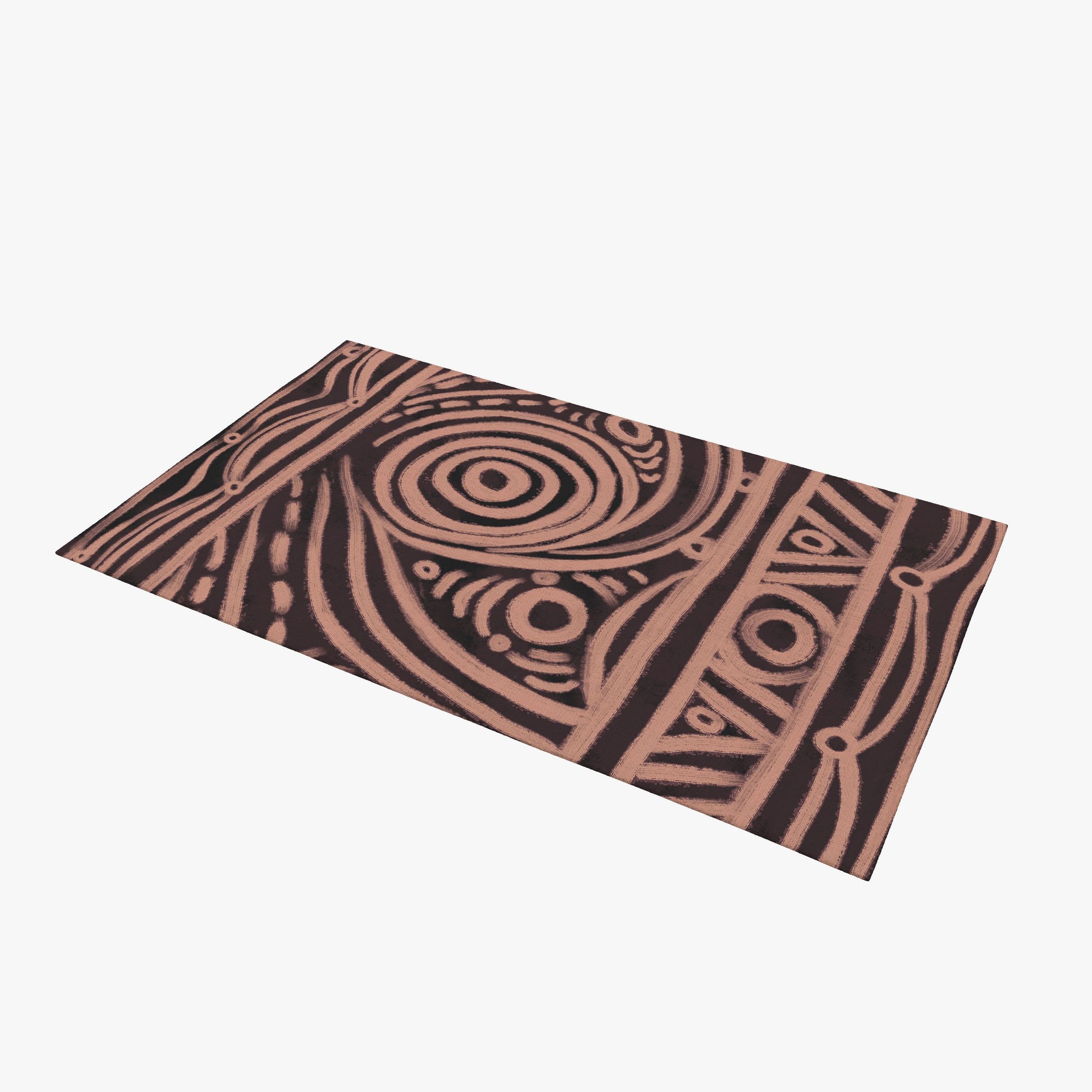 Large Durable Rectangle Area Rug - Beige & Black Abstract Contemporary Design - Flat Woven Made in USA - Perfect for Living Room, Bedroom or Office Decor