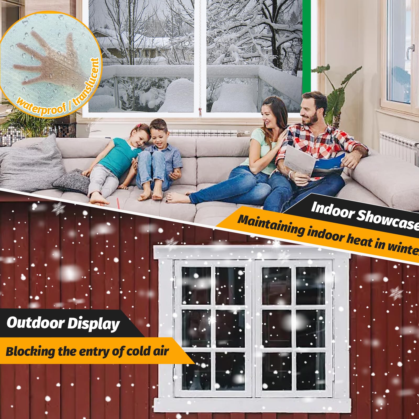 Reusable Thickened Transparent Window Insulation Kit (47x60 inches) - Winter Weatherproofing for Patio, Attic & Home - Energy Saving Thermal Cover for Drafty Windows in Cold Climates