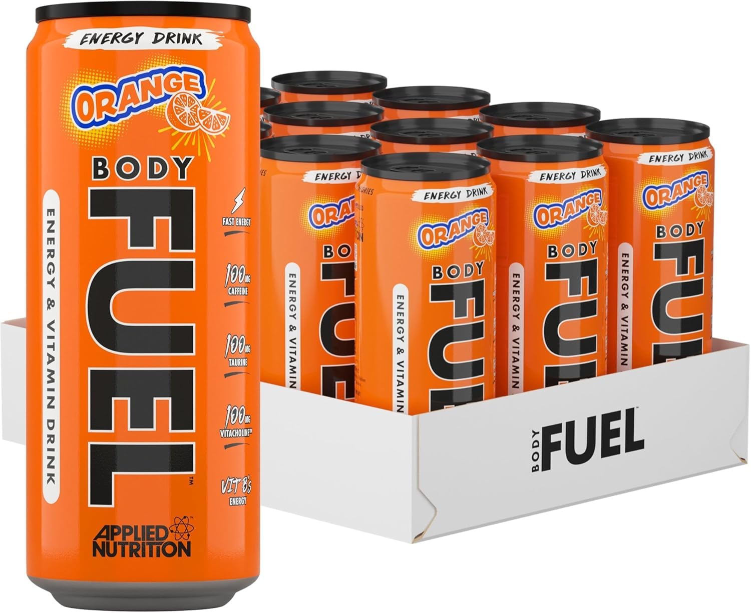 Applied Nutrition Body Fuel Energy Drink - 12 Pack x 330ml Cans | Boost Workout Performance & Mental Focus | Perfect for Gym, Sports & Daily Energy