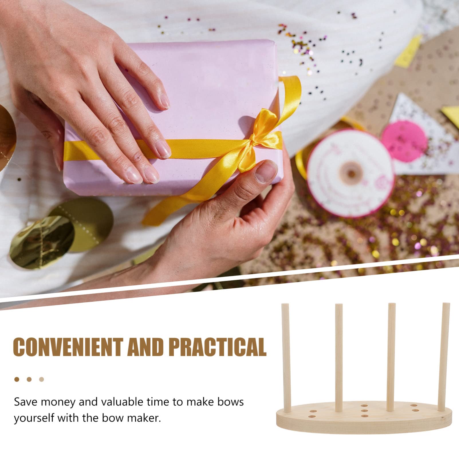 EXCEART Professional Corsage and Bow Maker Kit - DIY Ribbon Bow Making Tool with Wooden Wrist Toolkit for Homemade Bows, Wedding Decorations, Gift Wrapping & Craft Projects