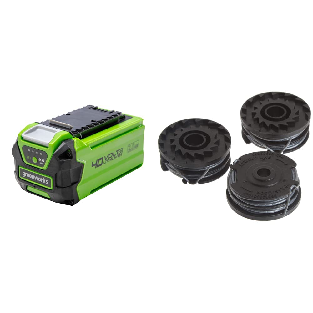 Greenworks 40V 2.0Ah Lithium-Ion Battery & String Trimmer Accessory Kit - Compatible with 2900719 & Other Greenworks Tools - Perfect for Lawn Care, Yard Maintenance & Landscaping
