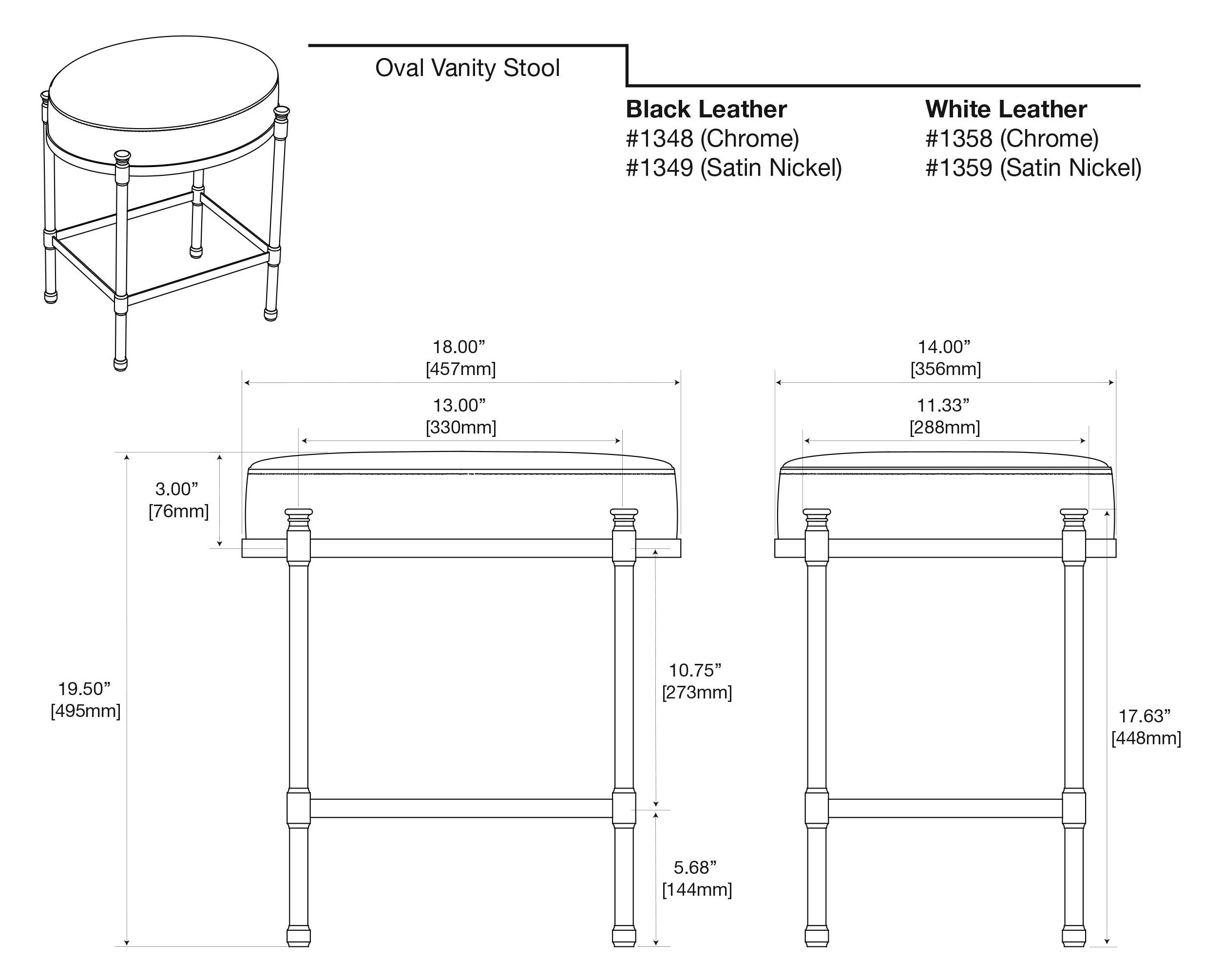 Gatco 1358 Chrome Oval Vanity Stool - Elegant Bathroom & Dressing Room Seat for Makeup and Hair Styling