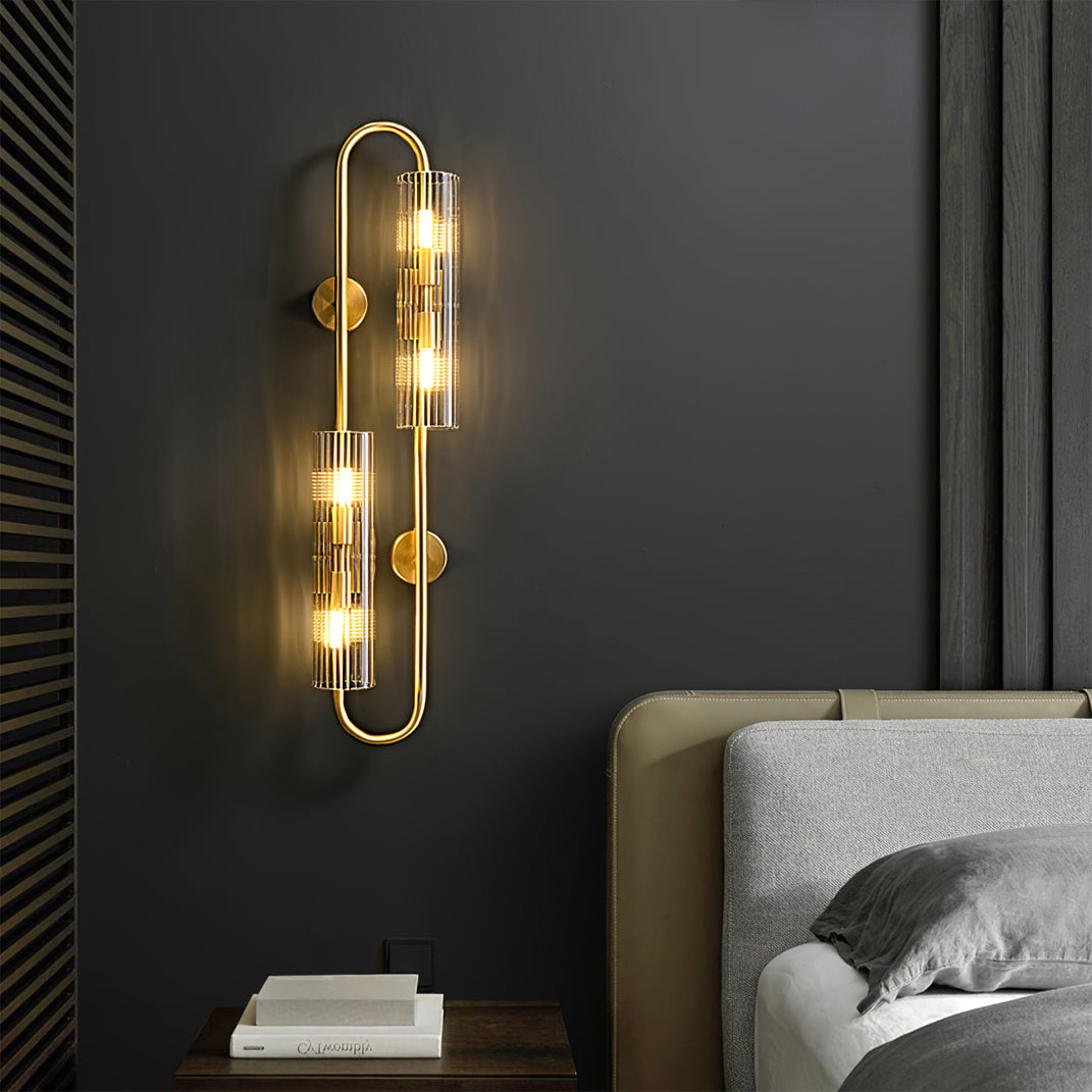 Vintage Double Brass Wall Light Fixture - Antique Style Sconce for Living Room, Bedroom & Hallway Lighting