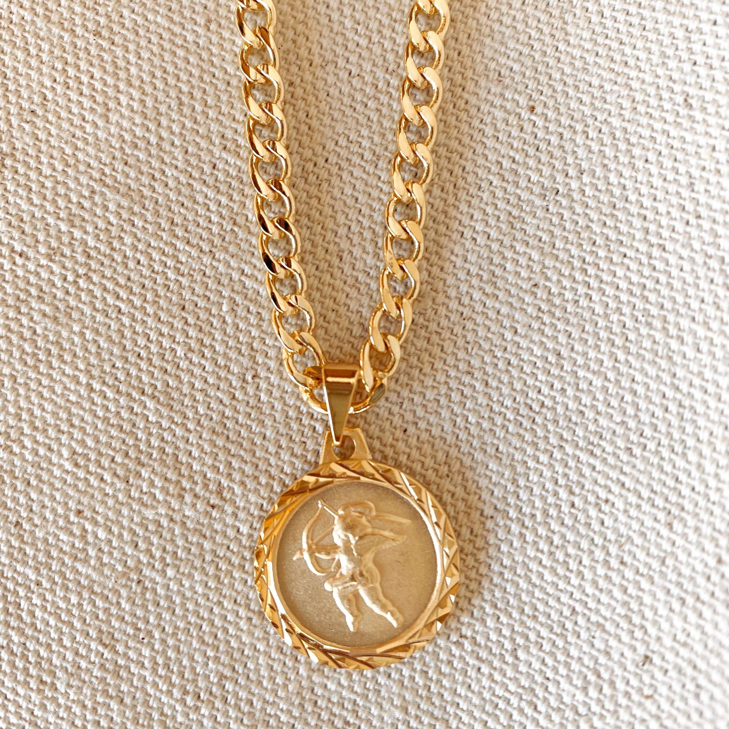 18K Gold Filled Diamond Cut Cupid Necklace - Elegant Dainty Pendant Jewelry for Women, Perfect Gift for Valentine's Day, Anniversary & Special Occasions