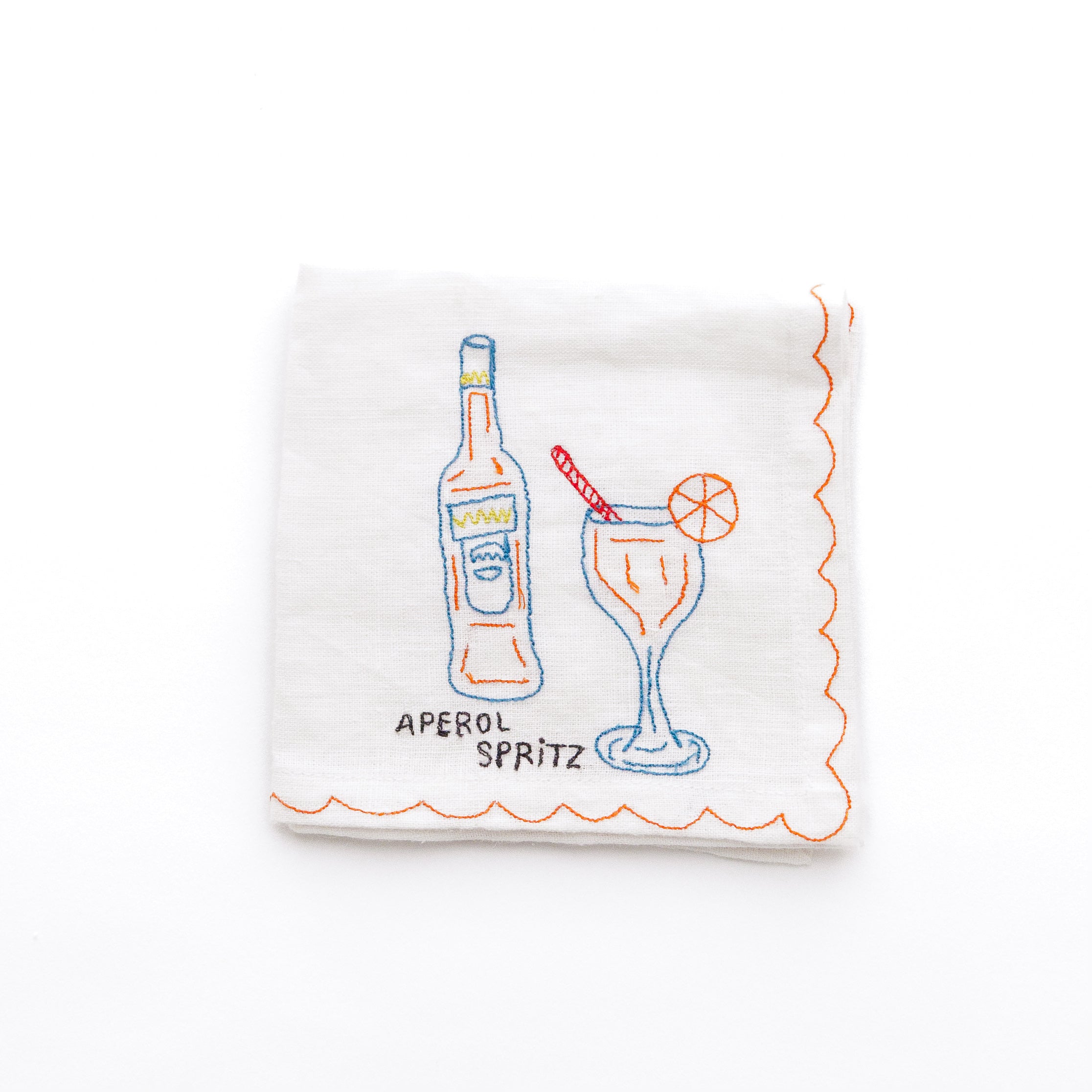 Premium Mixed Drink Embroidered Linen Cocktail Napkins - Set of 6 | Elegant Bar Accessories for Parties, Weddings & Home Entertaining