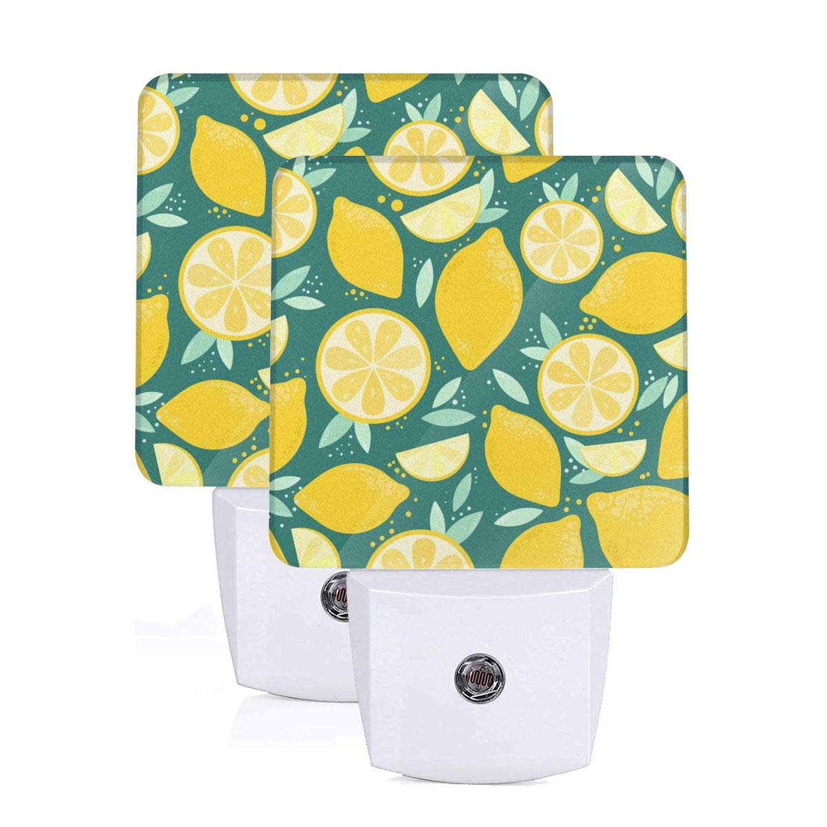 2Pcs Cute Sunny Lemon Leaves LED Night Light with Auto Dusk to Dawn Sensor - Plug in LED Bedside Lamp for Kids & Adults - Perfect for Nursery, Bedroom, Hallway & Bathroom Night Lighting