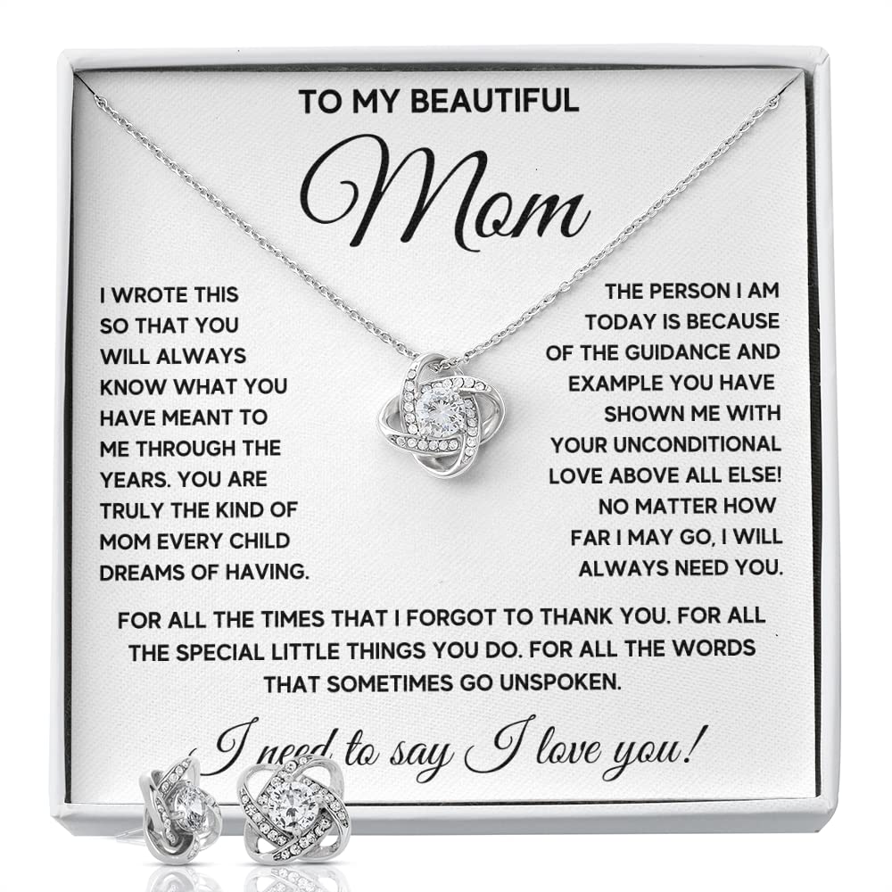 Personalized Mom Necklace - Sterling Silver Pendant Jewelry for Mother's Day, Christmas Gift from Son with Message Card & Gift Box | Cubic Zirconia Gemstone Necklace for Women | Perfect Birthday, Anniversary or Special Occasion Present