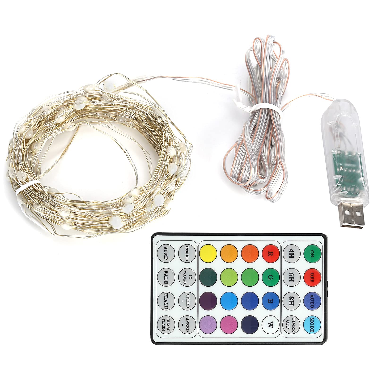 100LED USB Copper Wire String Lights - 12m/39.4ft, 16 Colors, Remote & Timer Control, IP45 Waterproof - Perfect for Bedroom, Party, Wedding, Garden & Outdoor Decorations