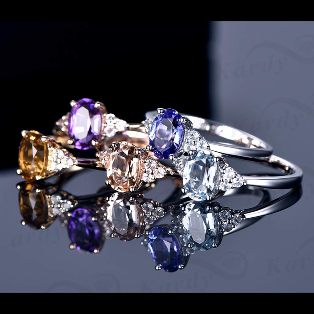 14K White, Rose & Yellow Gold Women's Rings with Natural Aquamarine, Amethyst, Tanzanite, Morganite & Citrine Gemstones | Elegant Jewelry for Weddings, Anniversaries & Special Occasions