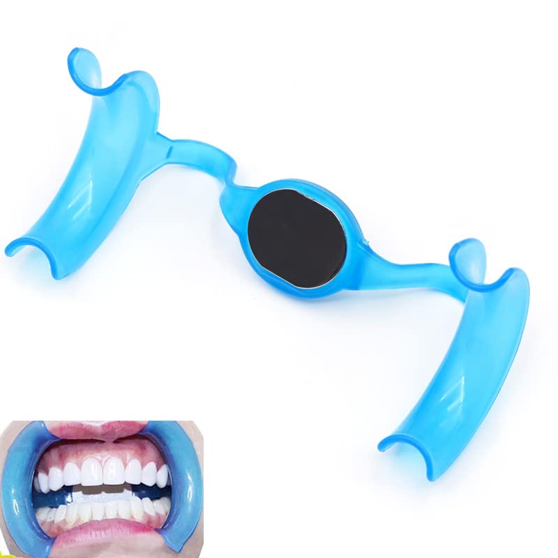 5PCS Dental Cheek Retractor with Mirror - Blue M Type Mouth Opener for Teeth Whitening & Oral Care - Perfect for Dentists, Dental Clinics & Home Teeth Cleaning