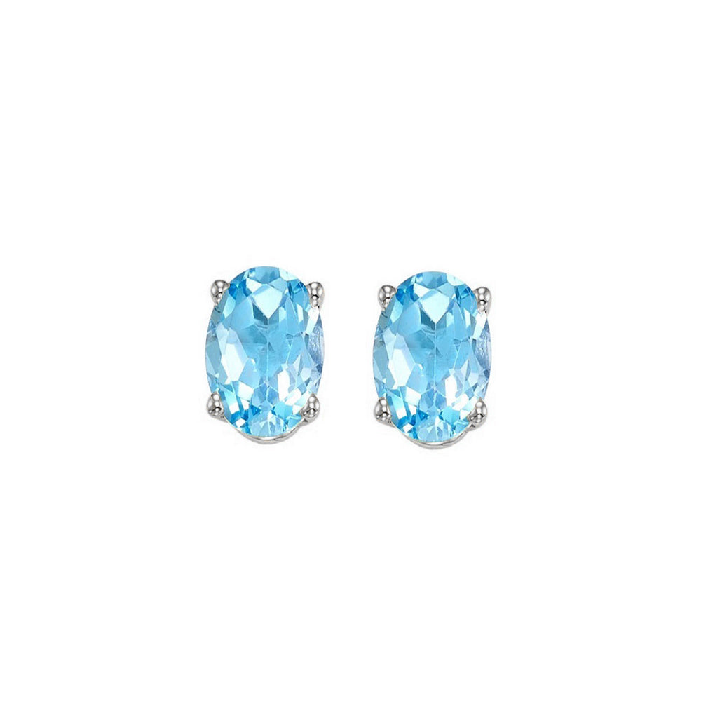 14K White Gold Blue Topaz Earrings (1 CTW) – Elegant Stud Earrings for Women, Perfect for Weddings, Parties & Everyday Wear