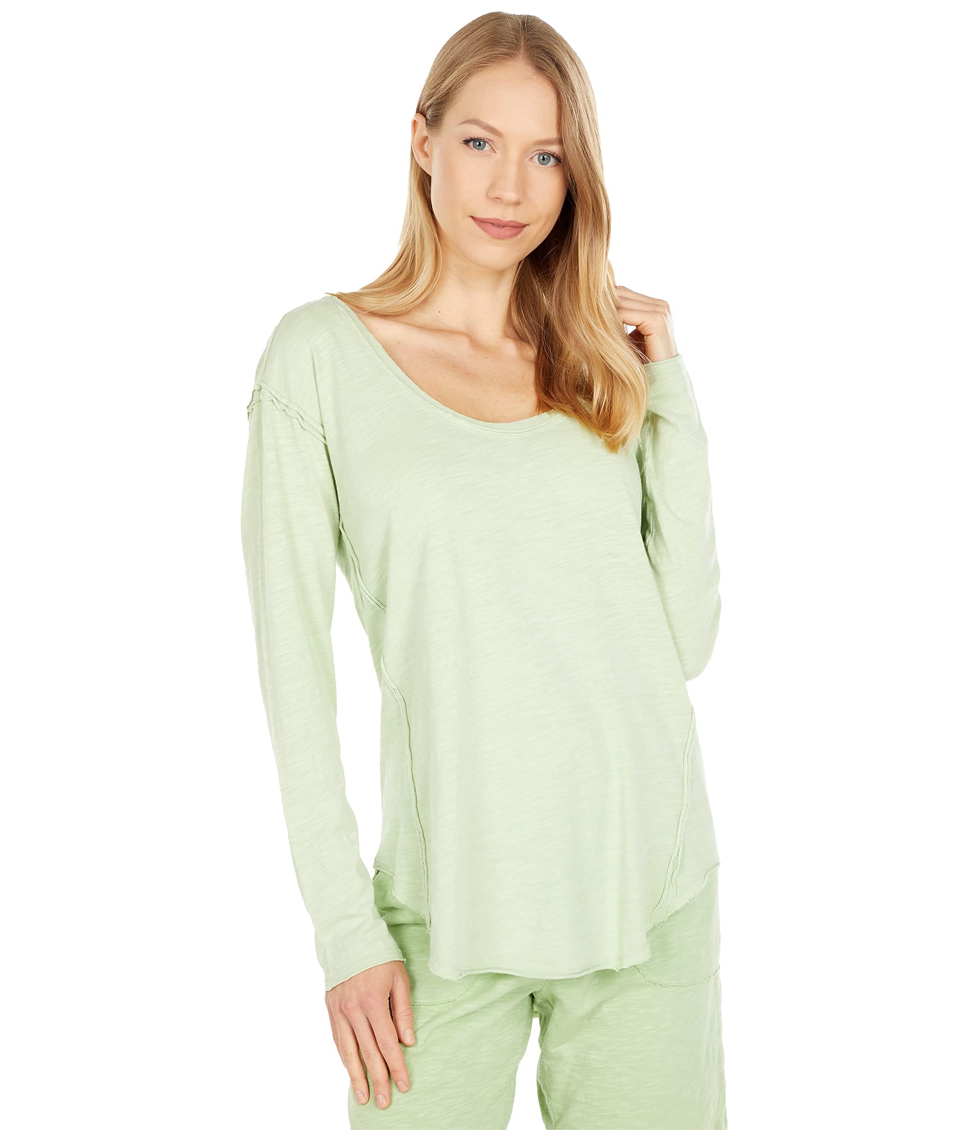 Mod-O-Doc Lightweight Slub Jersey 3/4 Sleeve Raw Edge Seamed Tee - Comfortable Casual T-Shirt for Women | Perfect for Everyday Wear, Outings & Layering