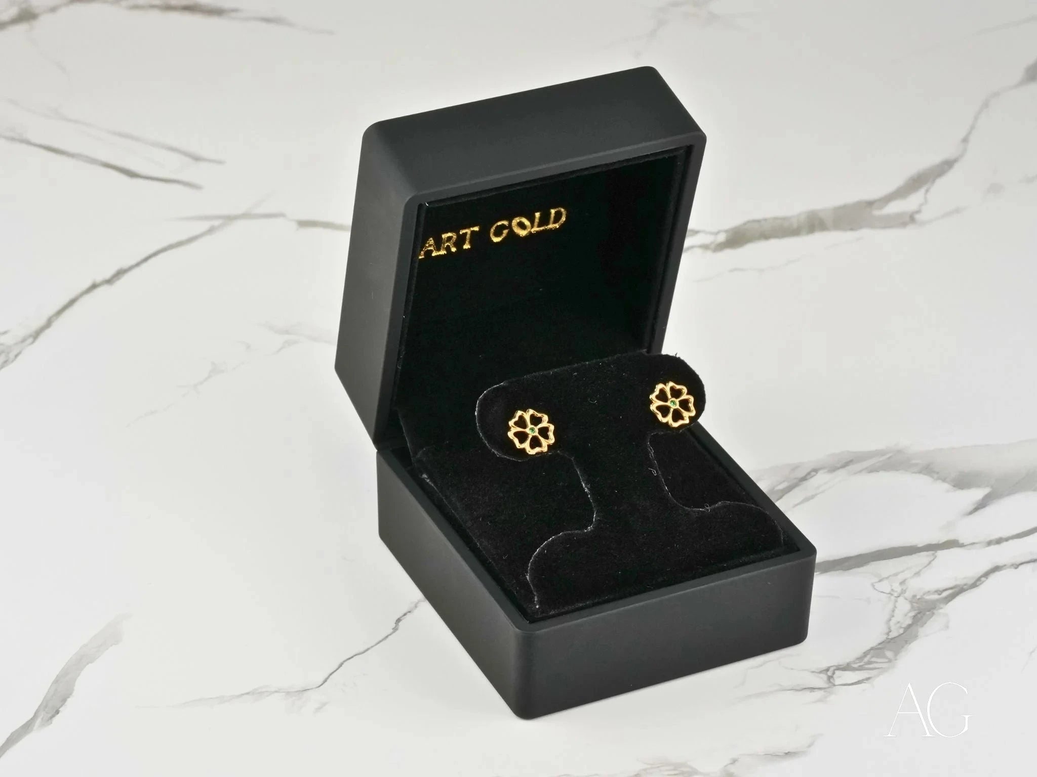 18K Gold Green Cubic Zirconia Clover Earrings for Women - Lucky Charm Jewelry for St. Patrick's Day & Everyday Wear