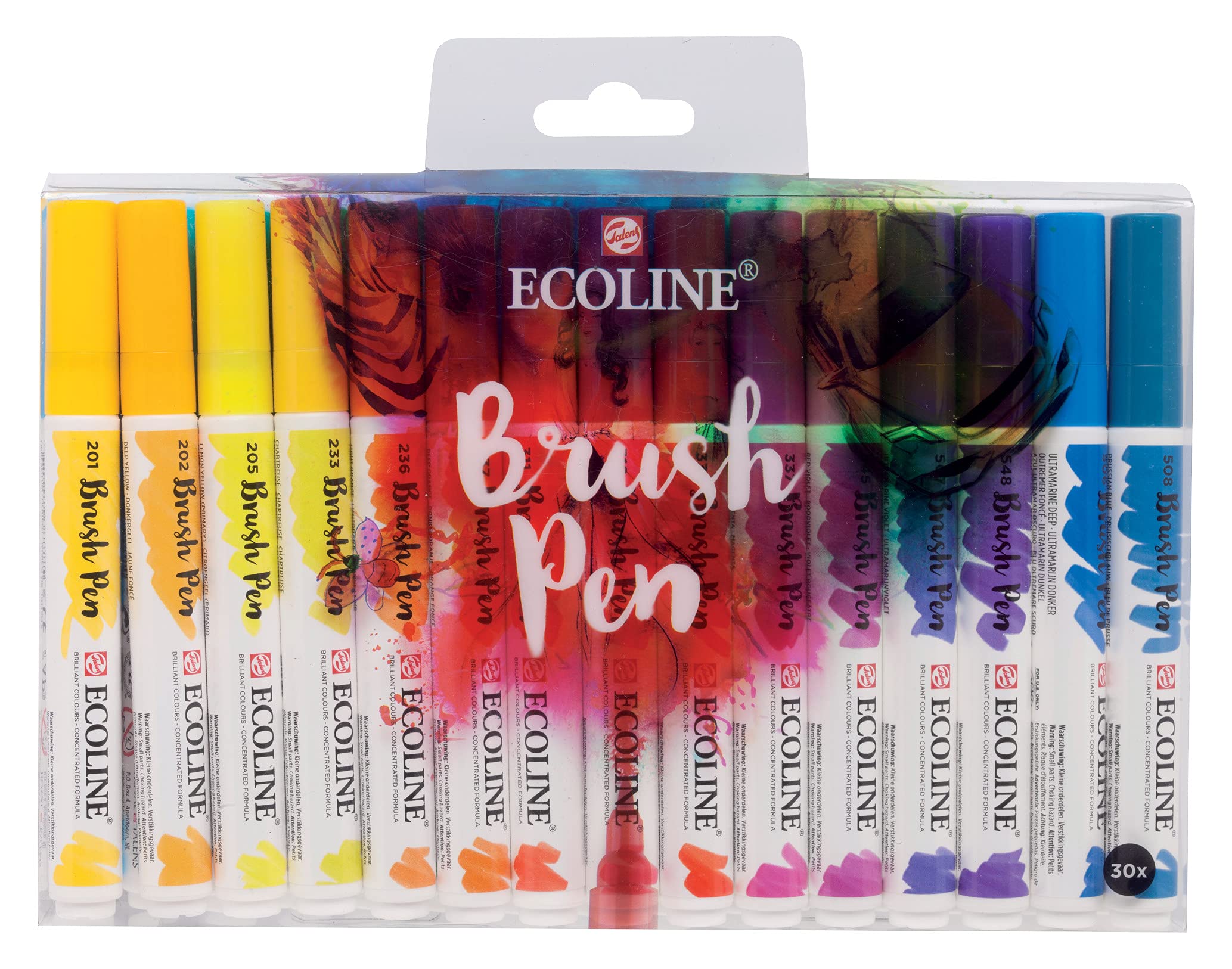 Ecoline 30-Piece Brush Pen Set - Liquid Watercolor Pencils for Hand Lettering, Drawing & Crafts | Mixable Basic Tones | Perfect for Calligraphy, Bullet Journaling & DIY Art Projects