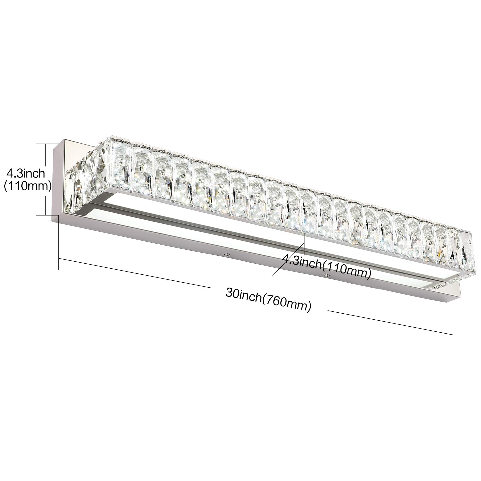 ZUZITO Modern Crystal LED Vanity Light Fixtures - Bathroom Mirror Lights with Adjustable Brightness for Makeup, Shaving & Grooming