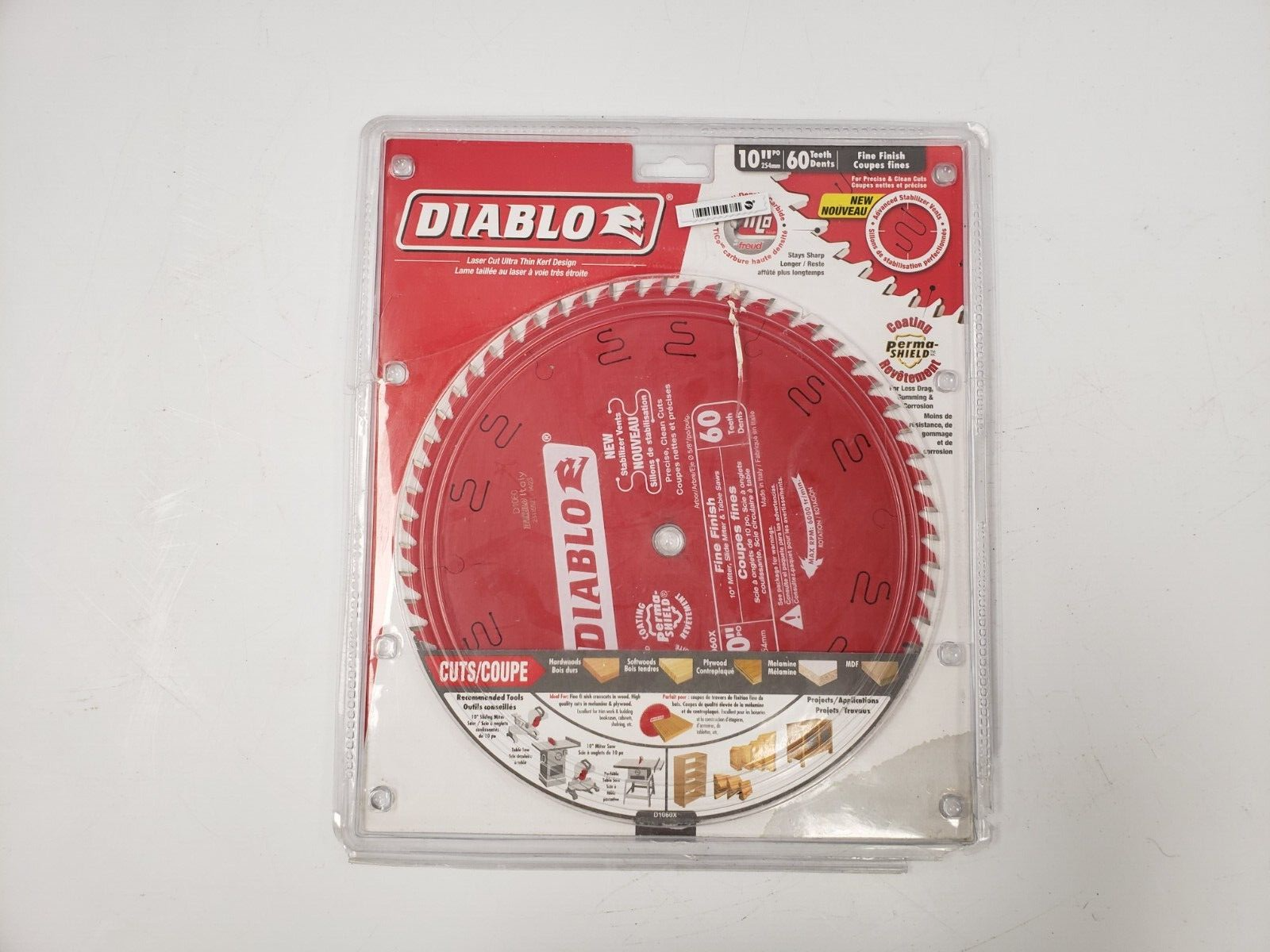 Diablo D4060X 7-1/4 Inch 60-Tooth Ultra Fine Finish Circular Saw Blade - Perfect for Woodworking, Plywood, and Fine Cutting Projects