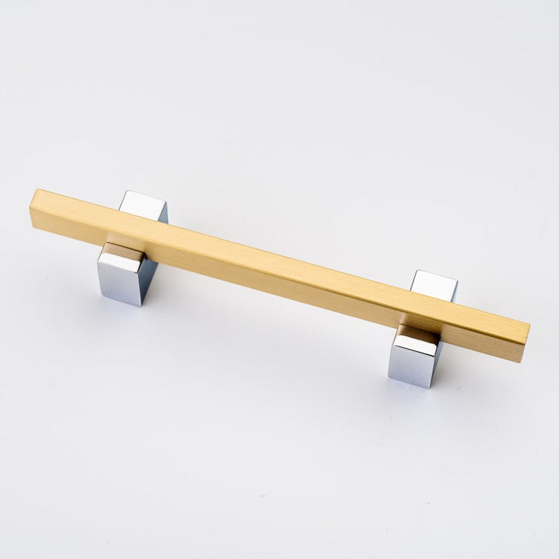 Lew's Two Tone Series Knobs and Handles - Chrome & Brass Cabinet Hardware for Kitchen, Bathroom & Furniture (Set of 10) - Durable & Stylish Home Upgrade